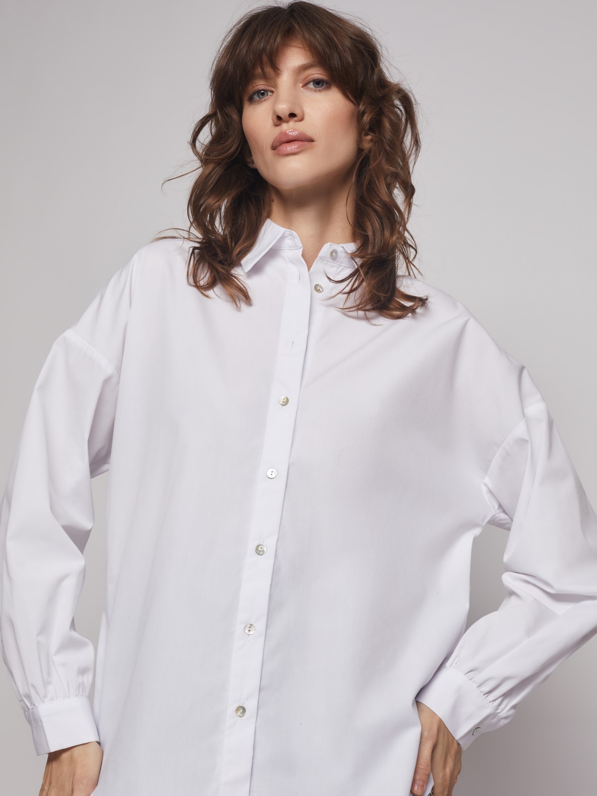 Рубашка оверсайз с длинным рукавом zolla 02312117Y023, цвет белый, размер XXS - фото 3