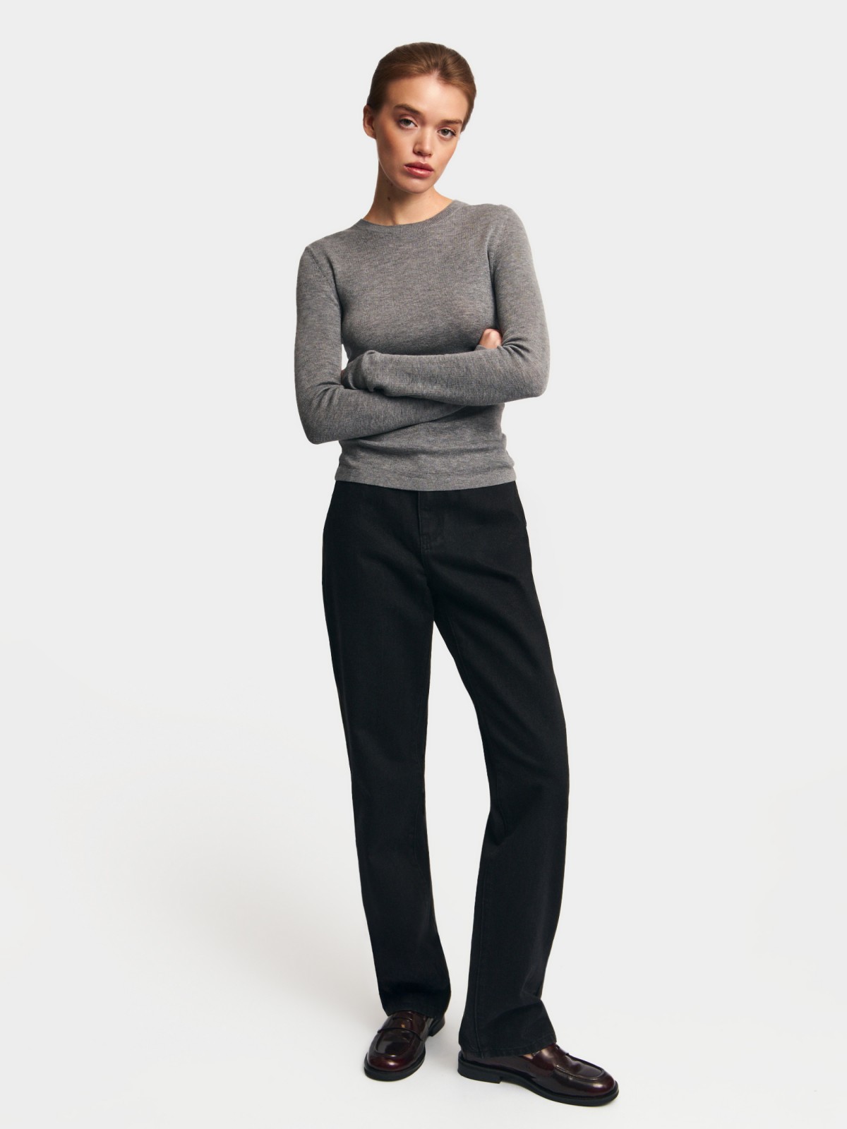 Джинсы прямого силуэта с высокой посадкой