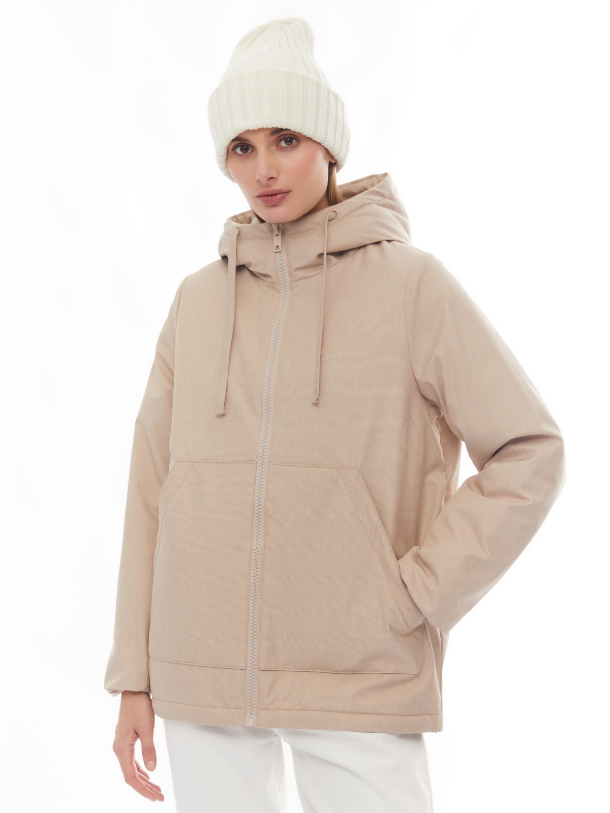 Утеплённая куртка-парка на молнии с капюшоном zolla 024125102124, цвет молоко, размер XS - фото 3