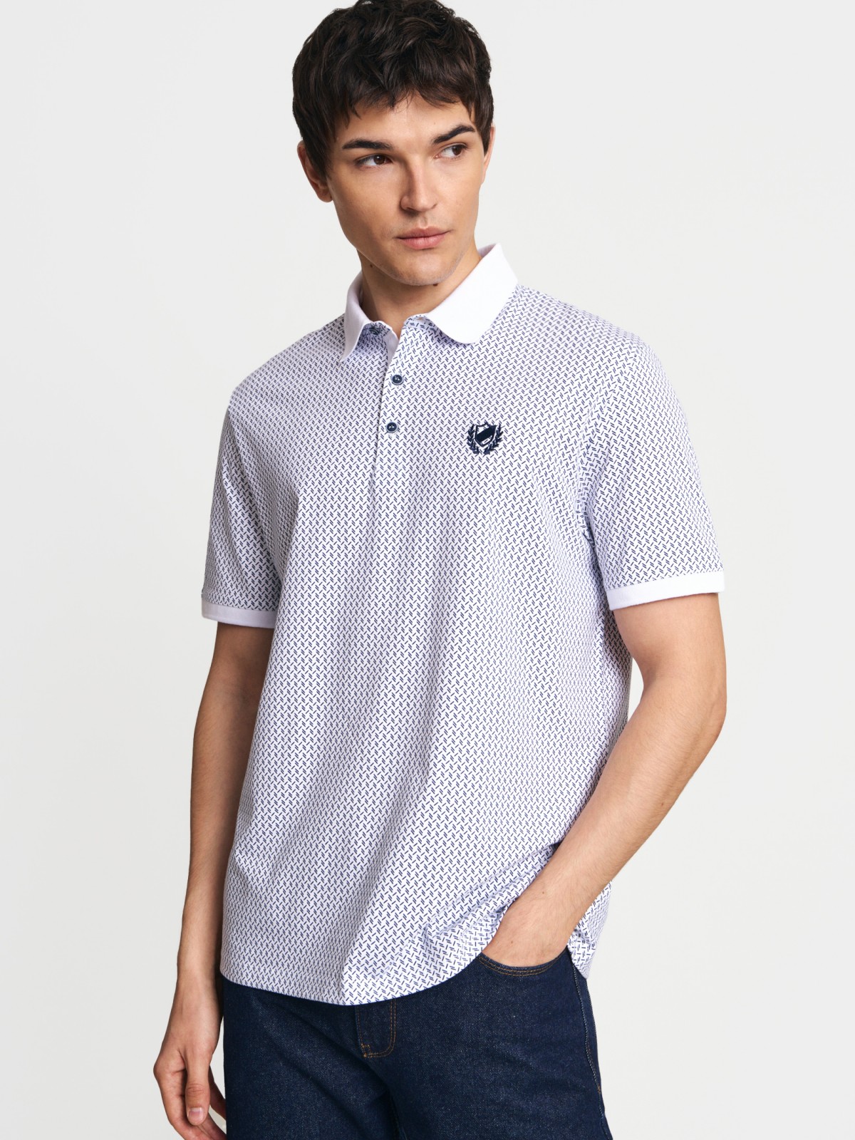 Футболка поло из хлопка с узором