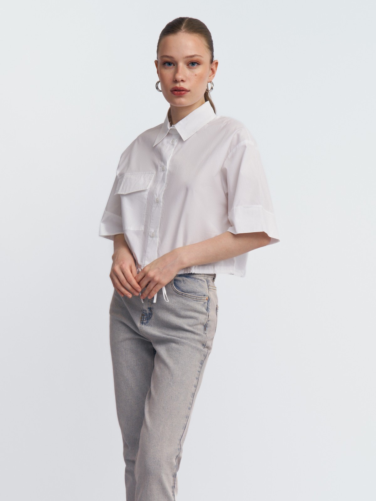 Короткая рубашка из хлопка на кулиске