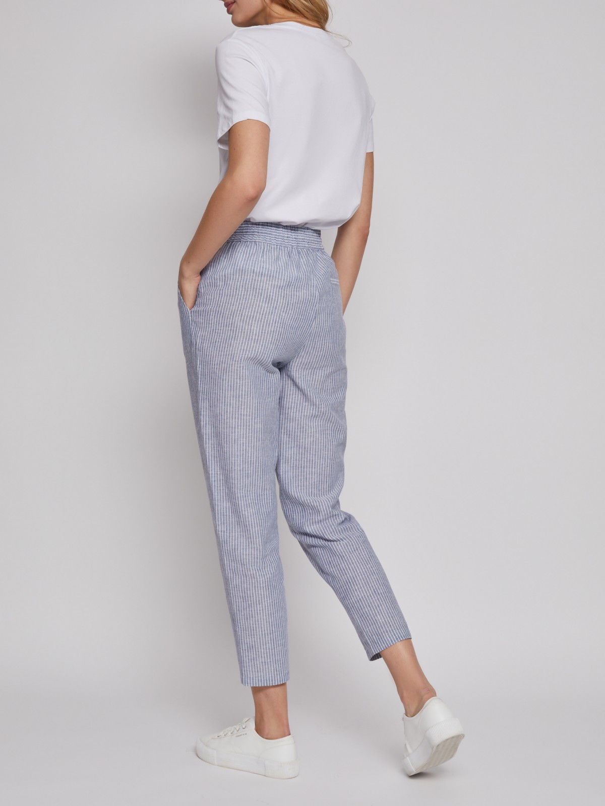 Брюки-джоггеры из льна на резинке