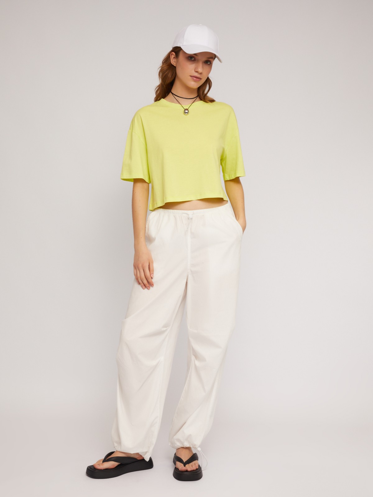 Трикотажный короткий топ-футболка из хлопка