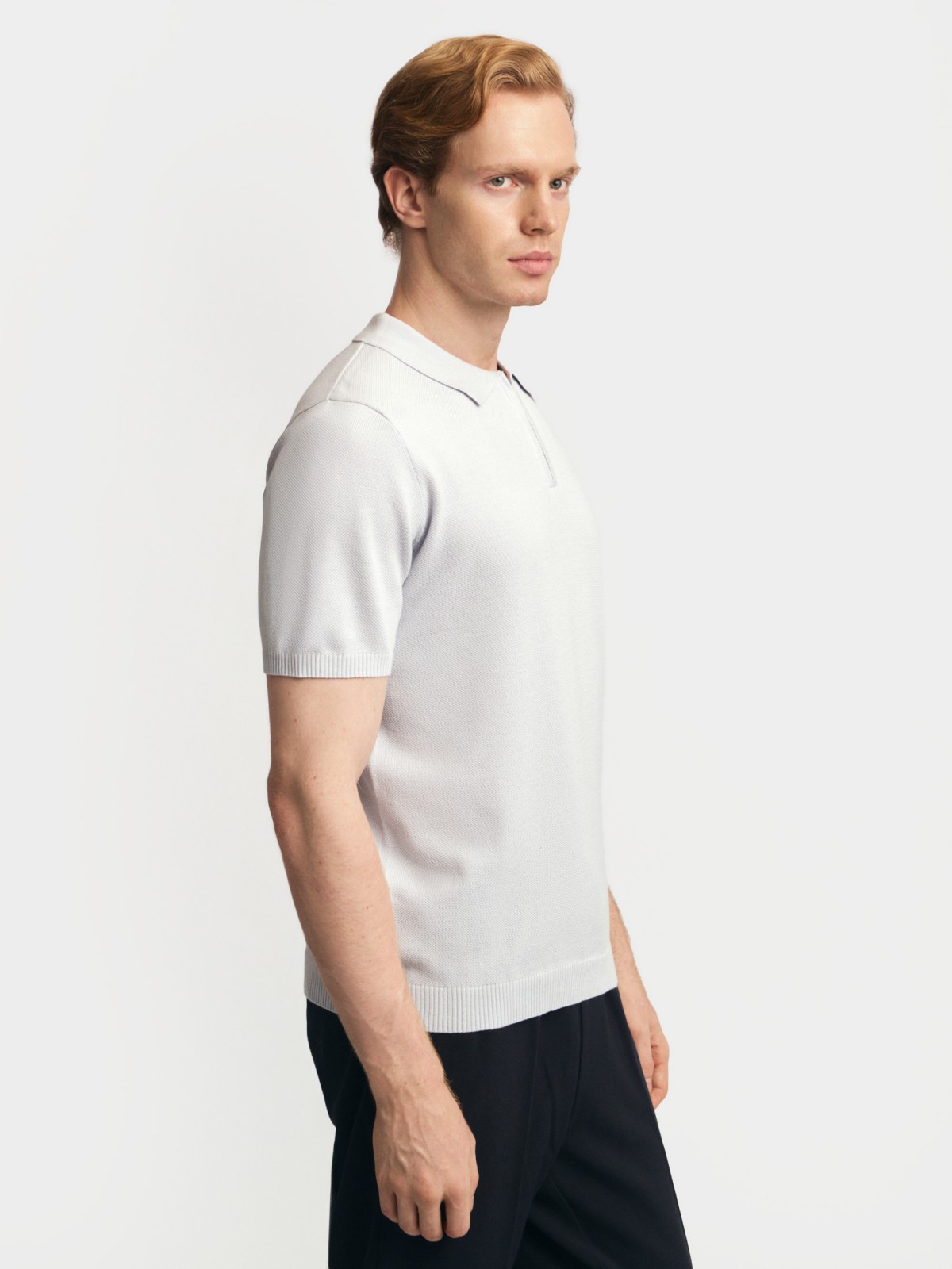 Трикотажный джемпер поло из хлопка с коротким рукавом