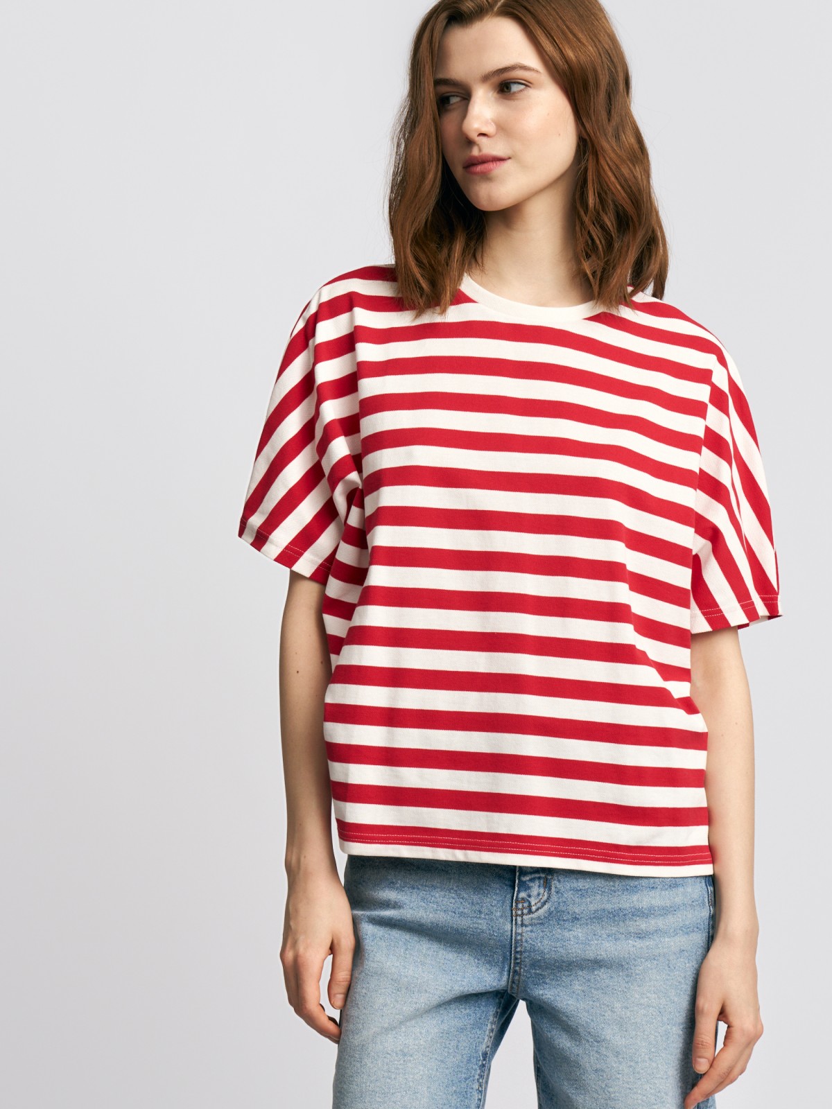 Футболка из хлопка в полоску с коротким рукавом