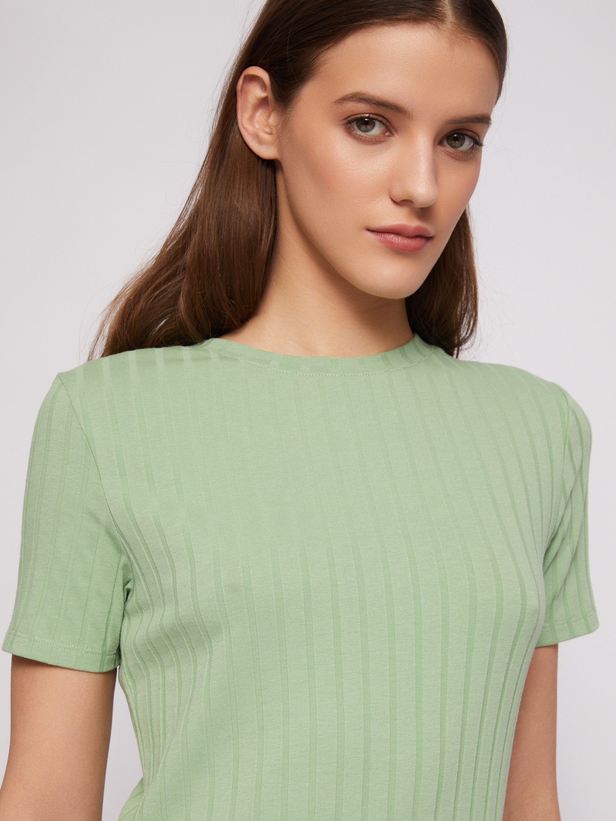 Платье-футболка миди с коротким рукавом zolla N24218139133, цвет светло-зеленый, размер XS - фото 5