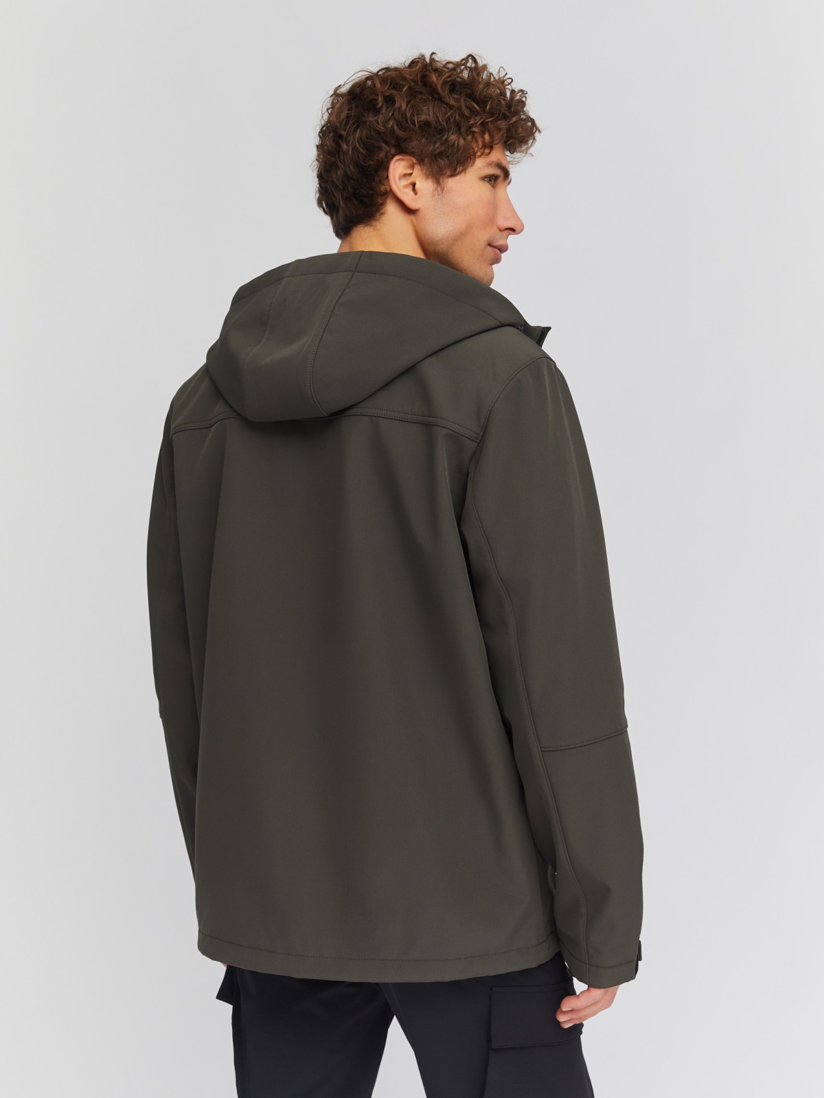 Лёгкая куртка-ветровка с капюшоном zolla 014135602014, цвет хаки, размер S - фото 6