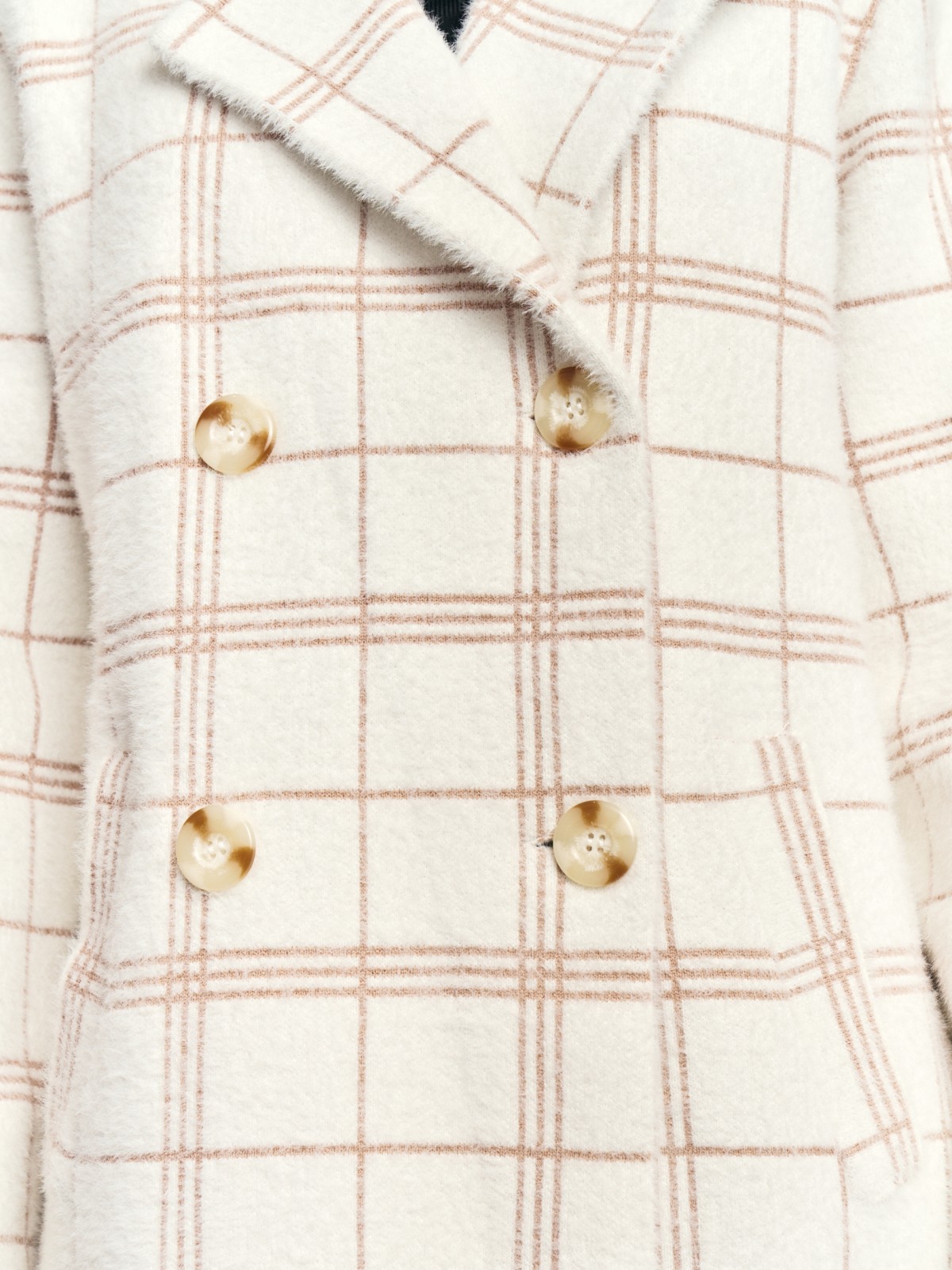 Двубортный кардиган-пальто с узором в клетку