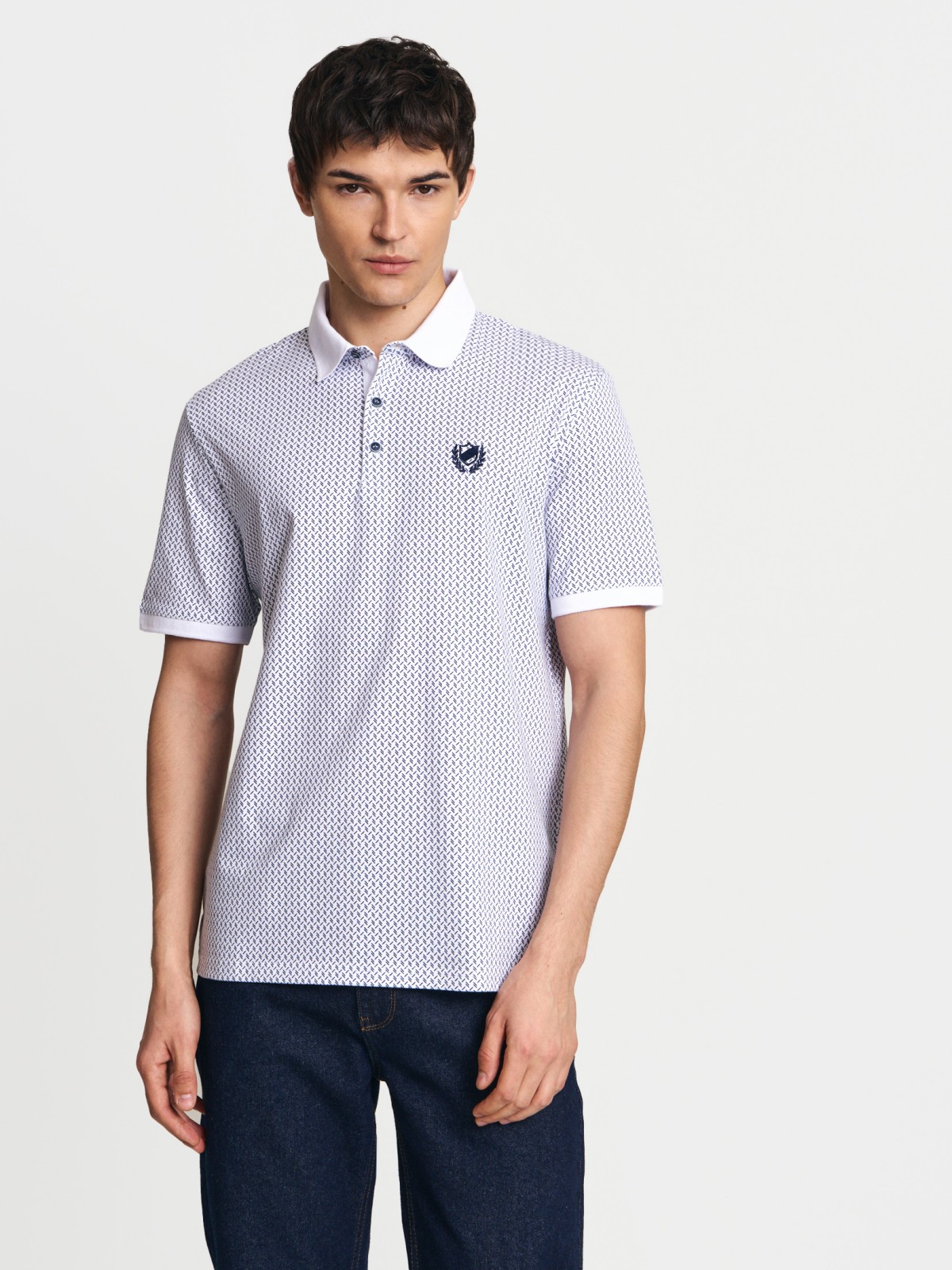 Футболка поло из хлопка с узором