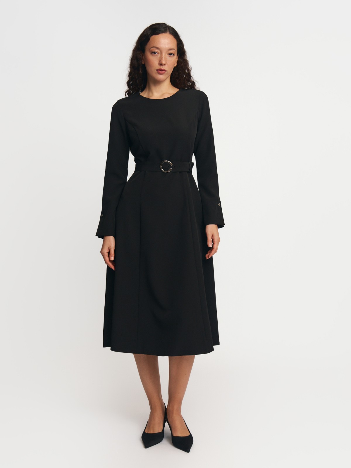 Платье миди с поясом