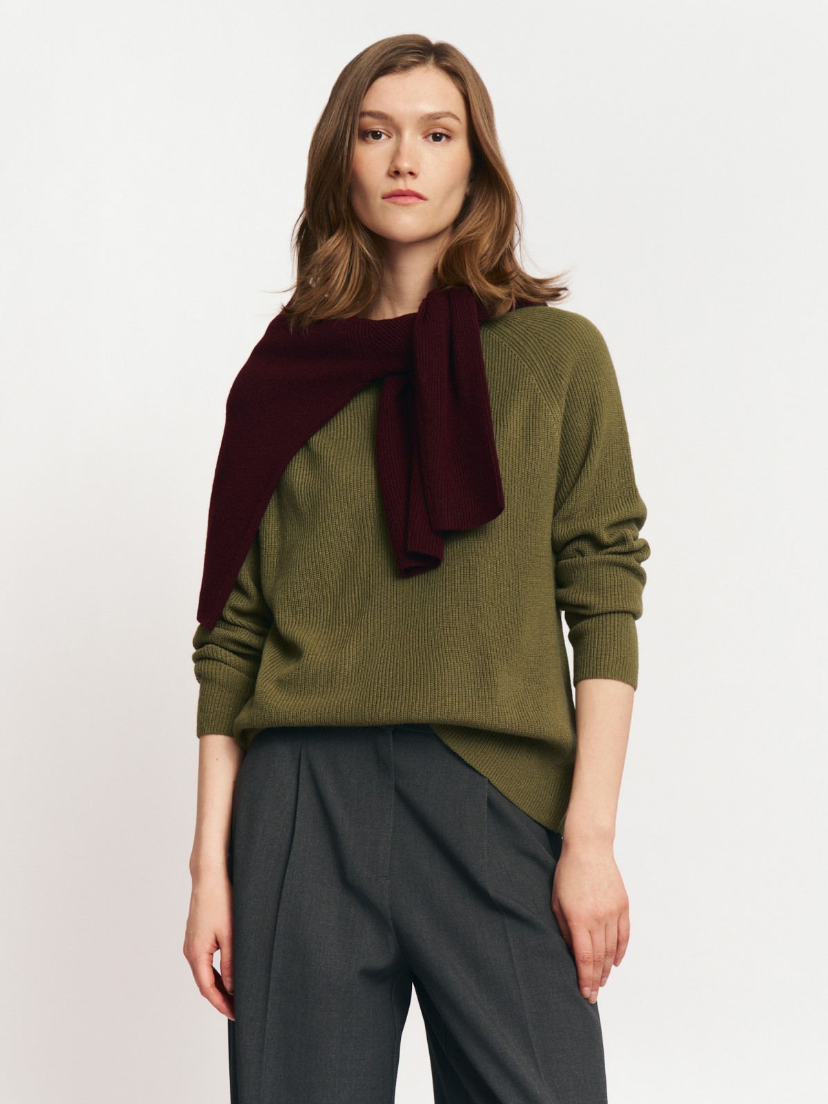 Вязаный джемпер из акрила с длинным рукавом