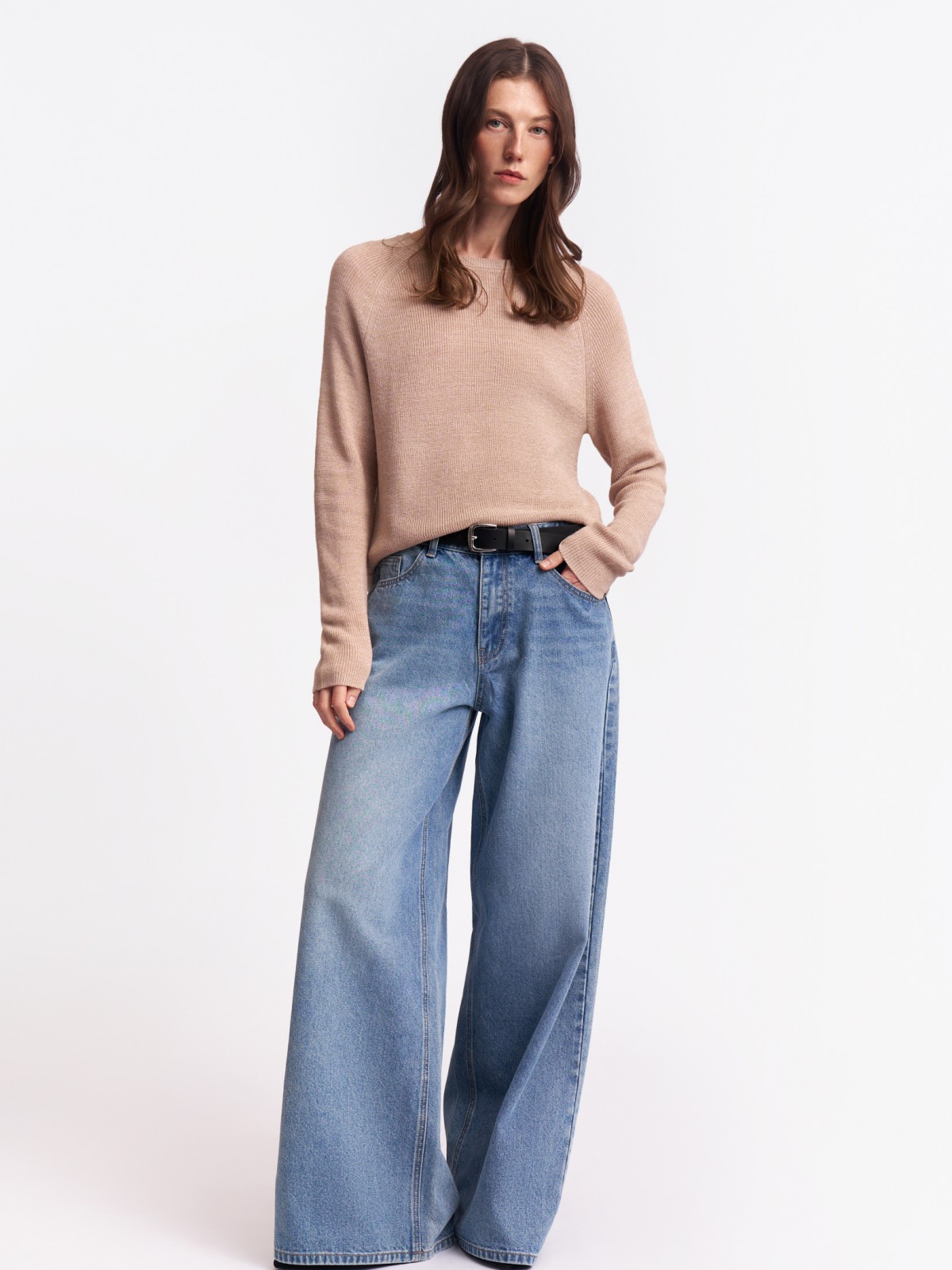 Вязаный джемпер из акрила с длинным рукавом