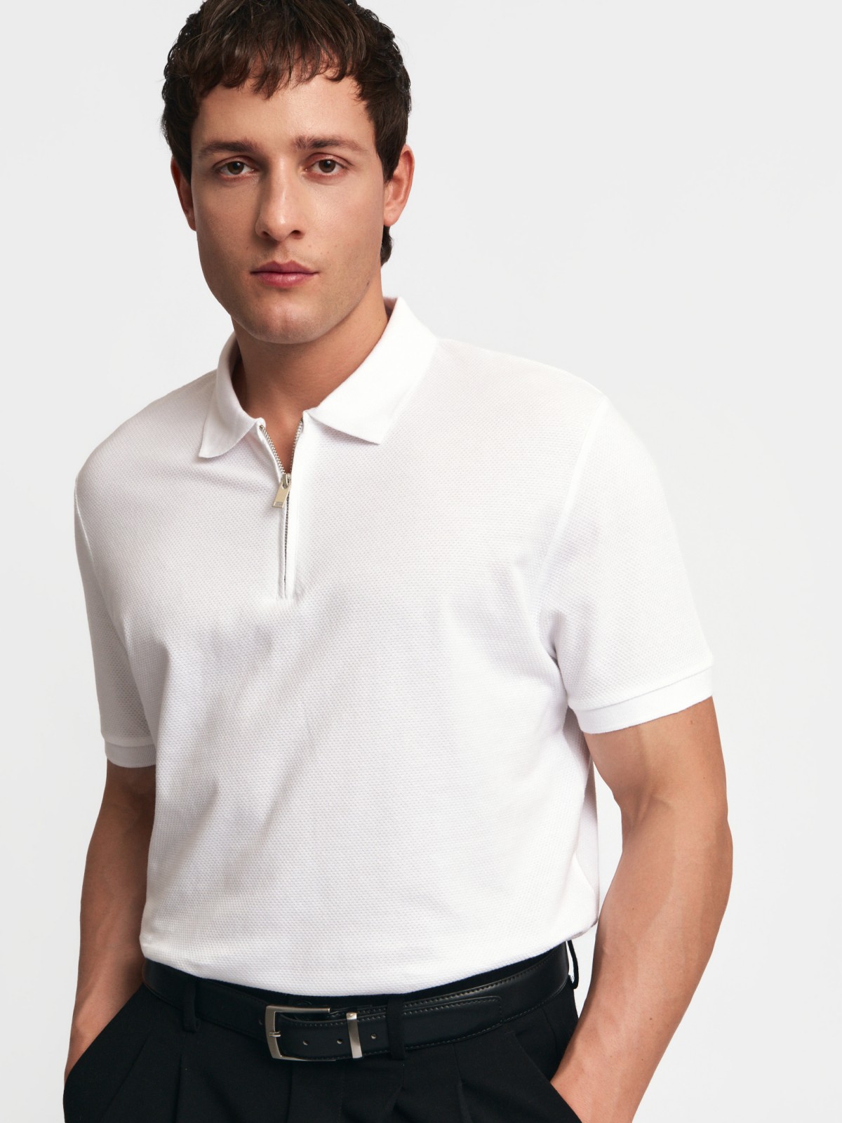 Футболка поло из хлопка на молнии