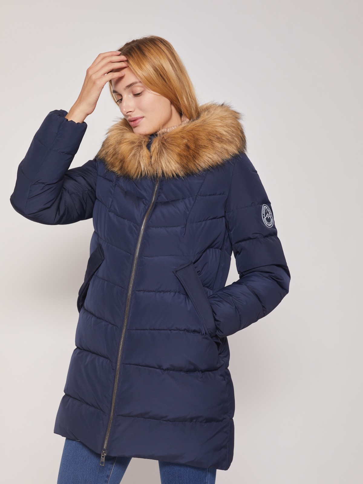 Тёплое зимнее пальто zolla 020425212074, цвет синий, размер XS - фото 4