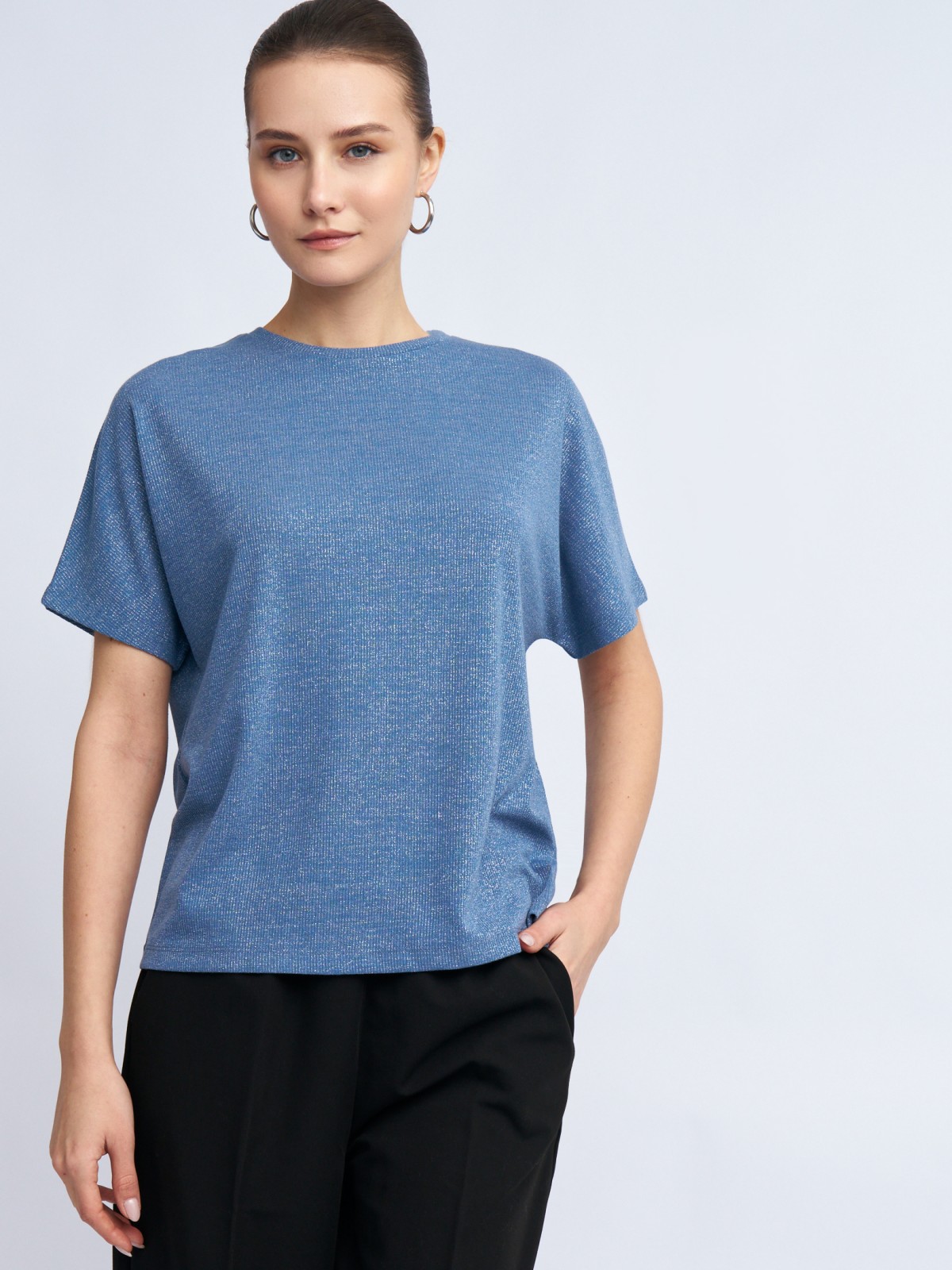 Трикотажный топ-блузка с люрексом