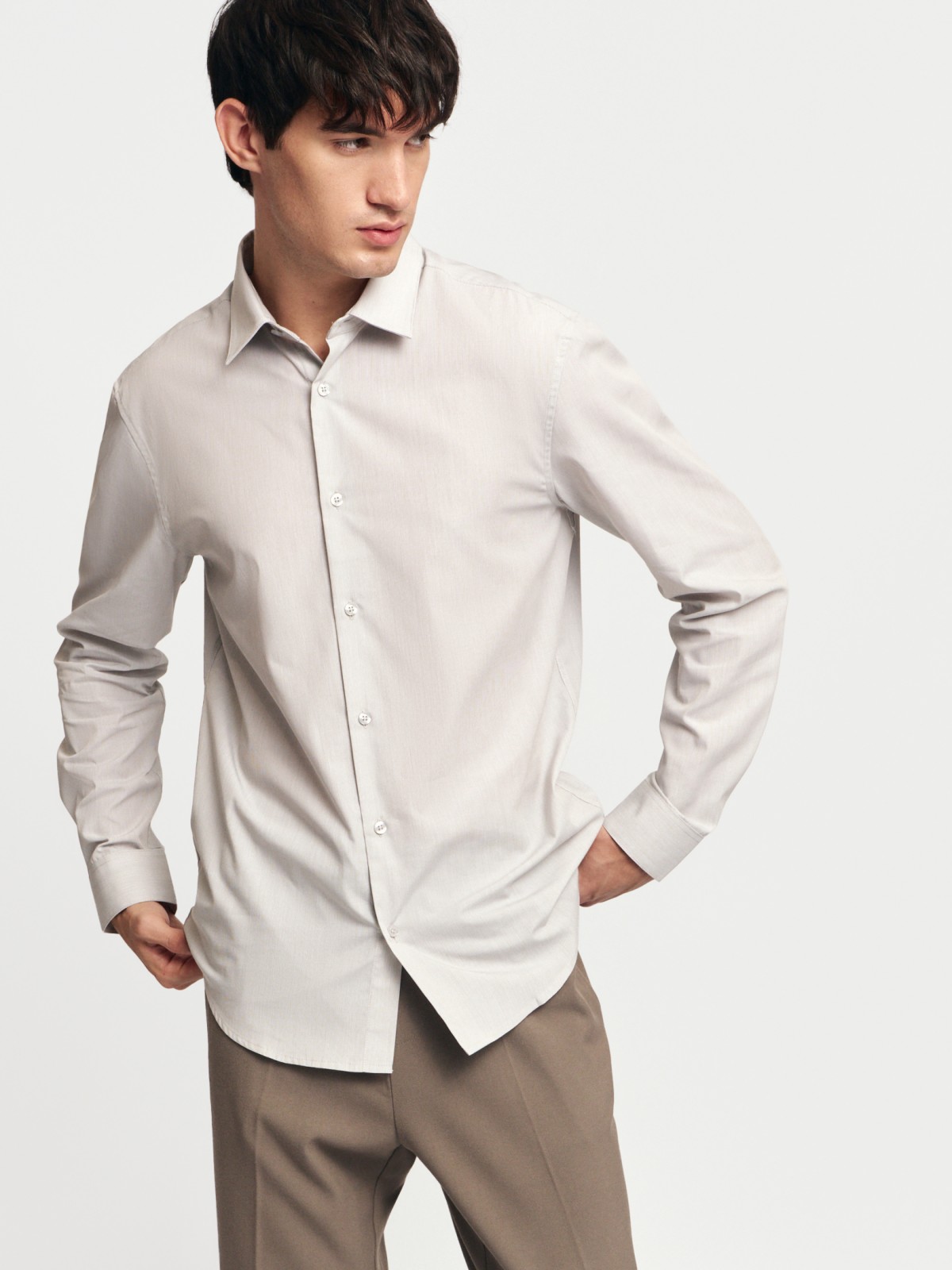 Офисная прямая рубашка с узором в полоску