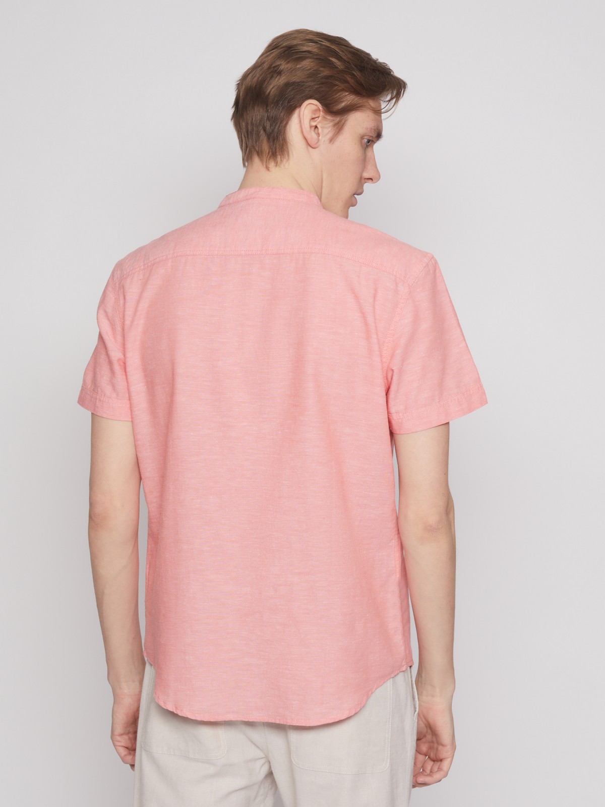 Рубашка с коротким рукавом zolla 012252259043, цвет кораловый, размер S - фото 6