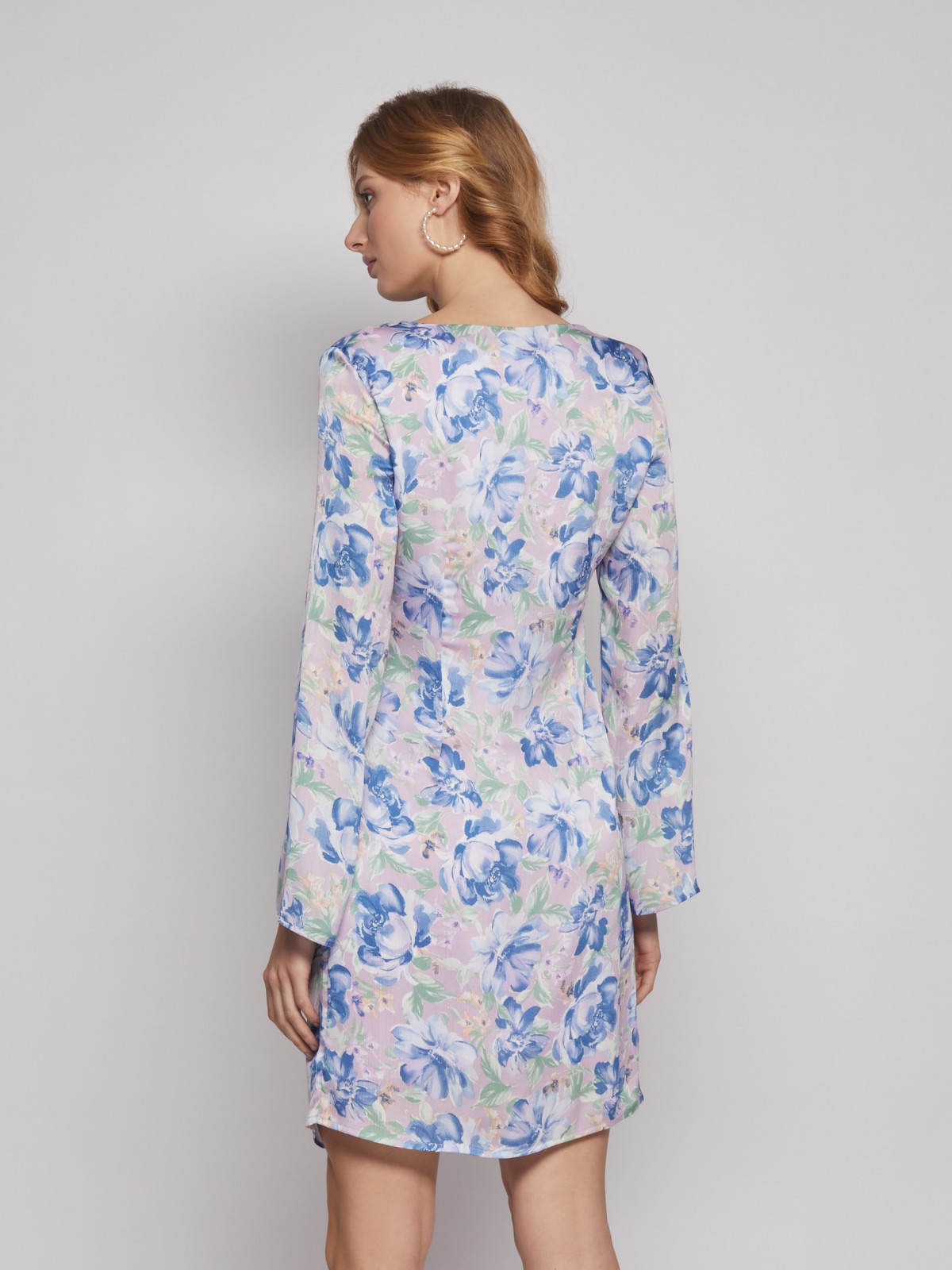 Платье-туника с драпировкой и цветочным принтом
