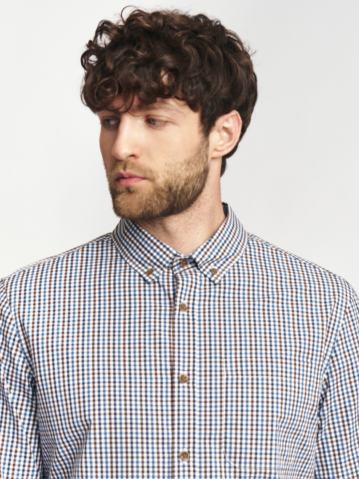 Рубашка в клетку с длинным рукавом