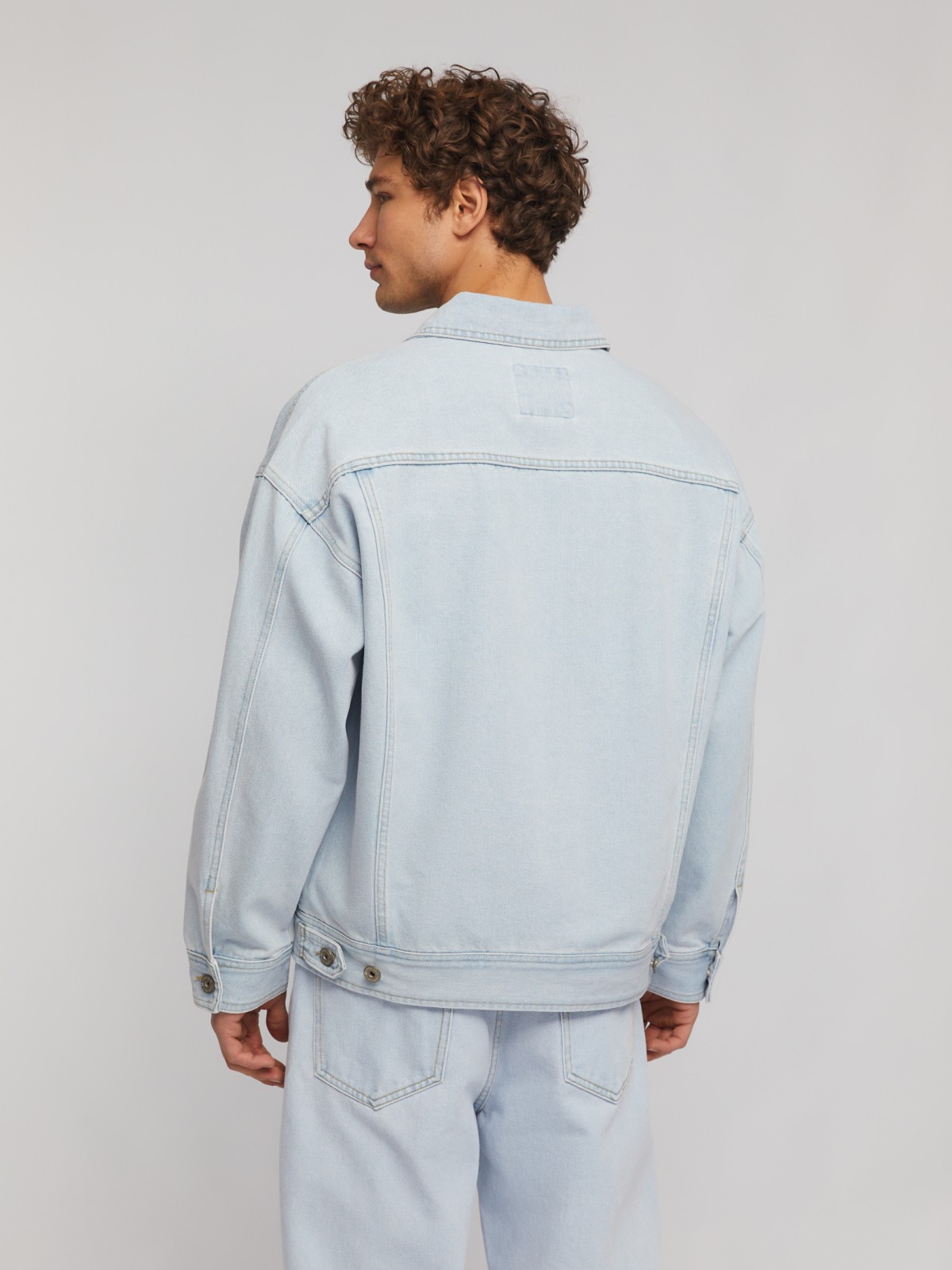 Джинсовая куртка-рубашка свободного фасона zolla 214225D1S031, цвет голубой, размер L - фото 6