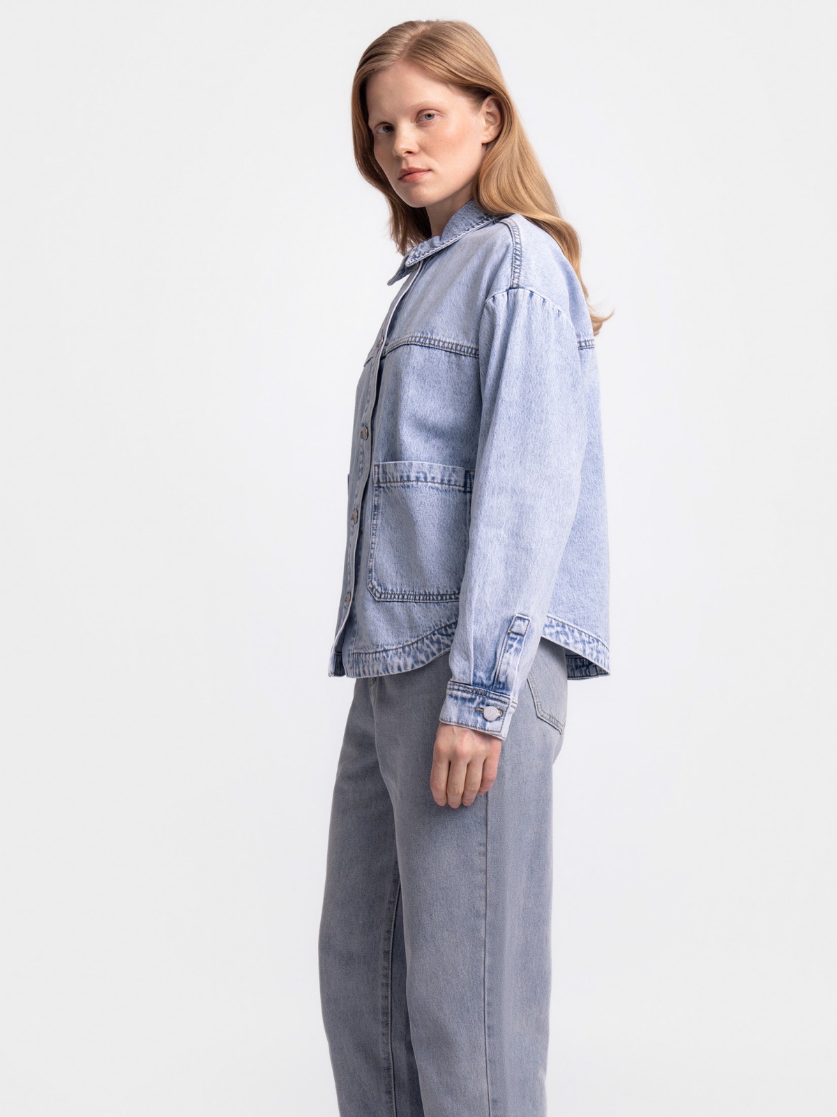 Джинсовая куртка-рубашка из хлопка