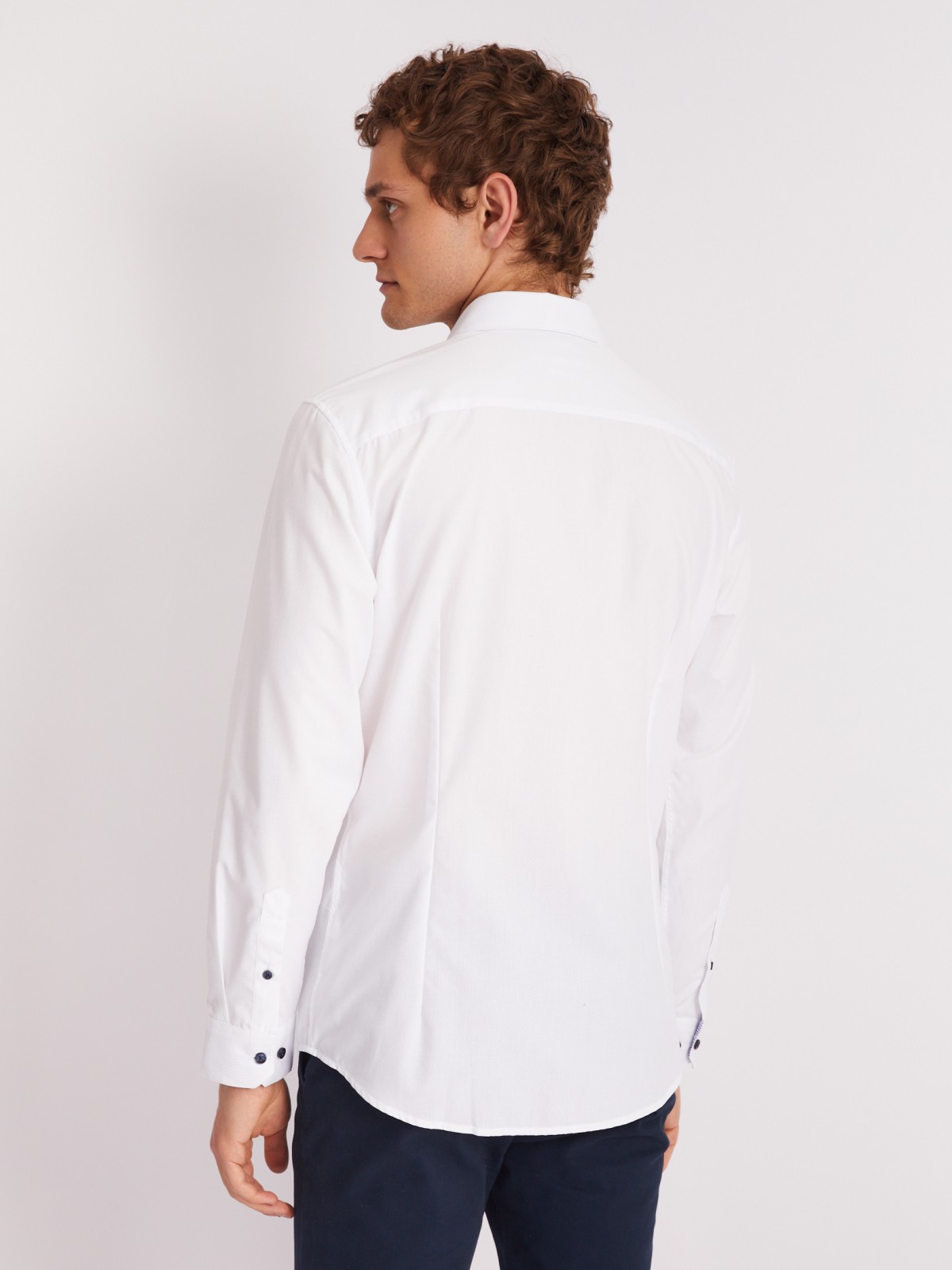 Рубашка полуприлегающего силуэта с длинным рукавом zolla 013312162073, цвет белый, размер M - фото 6