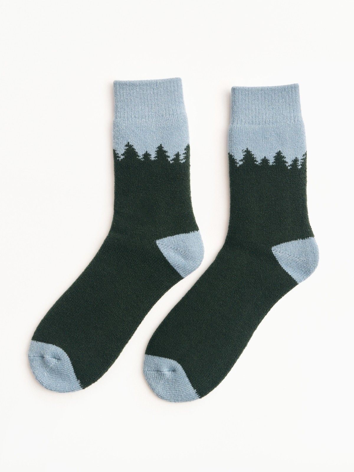 Высокие тёплые носки с принтом