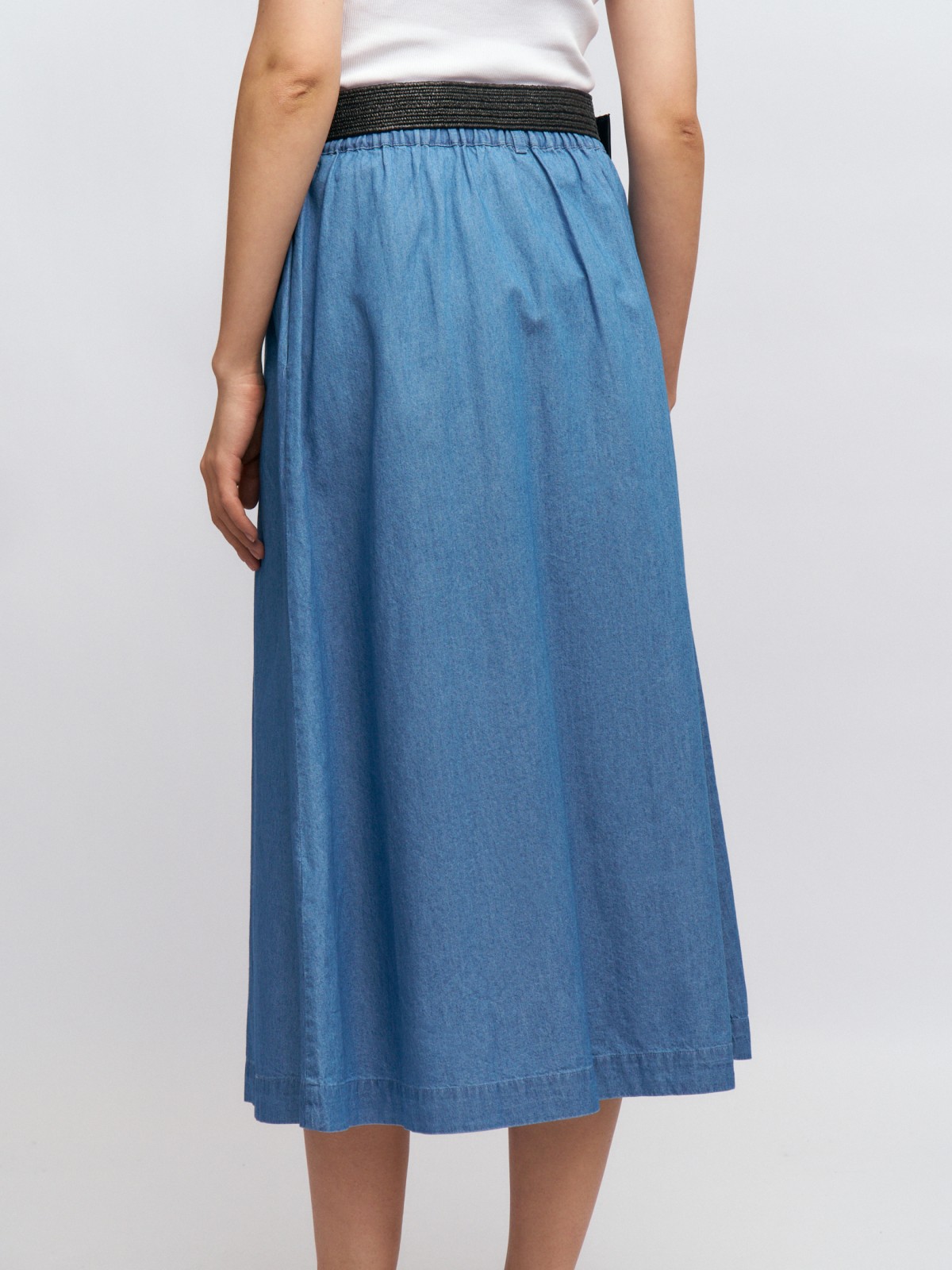 Юбка длины миди из хлопка с ремнём