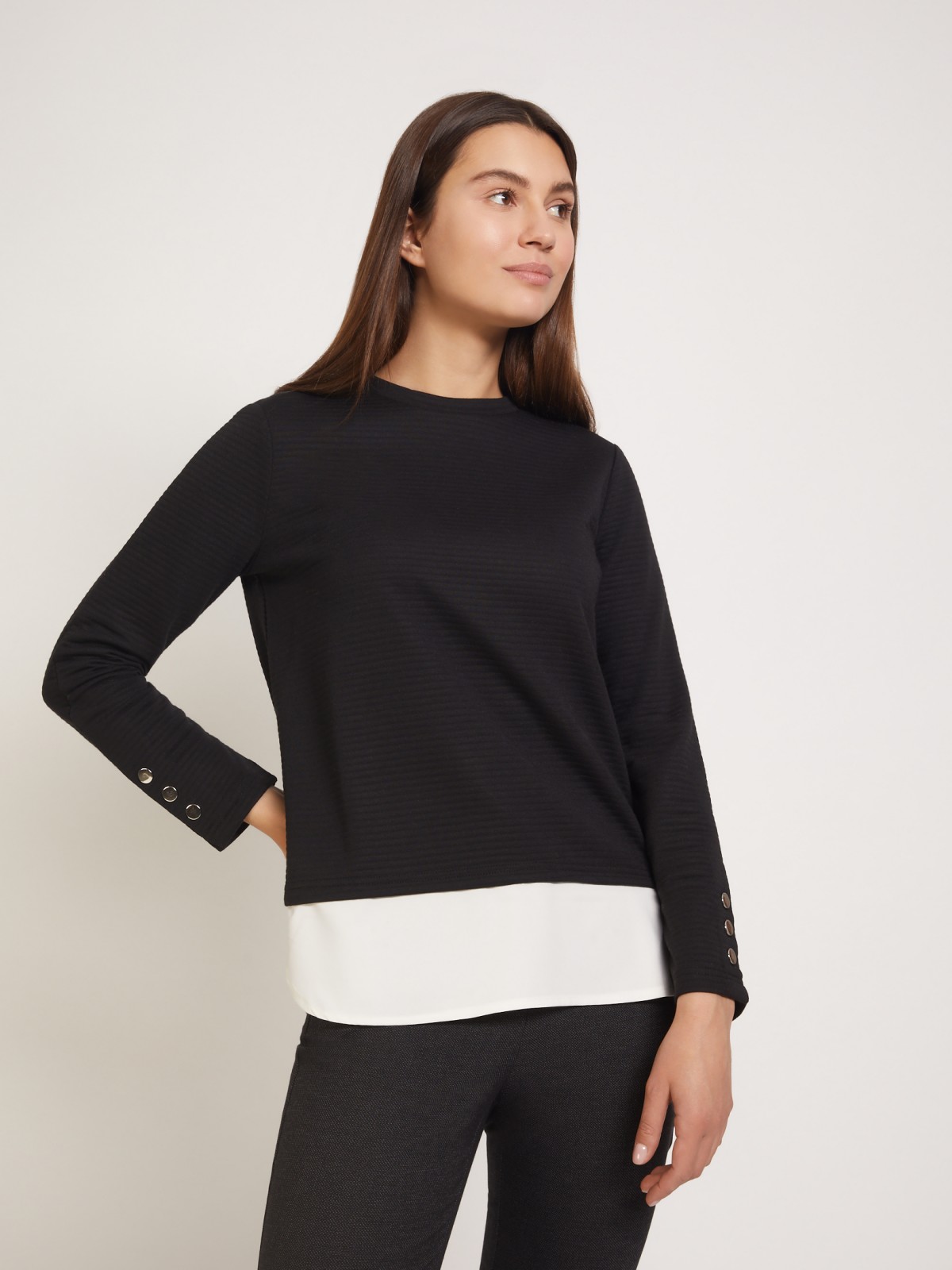 Комбинированный джемпер из фактурного материала