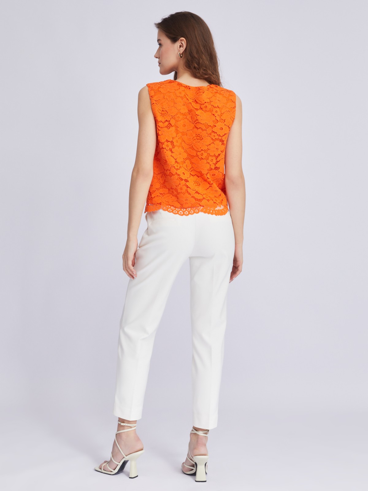 Кружевной топ-блузка без рукавов zolla 02324132L053, цвет оранжевый, размер XS - фото 6