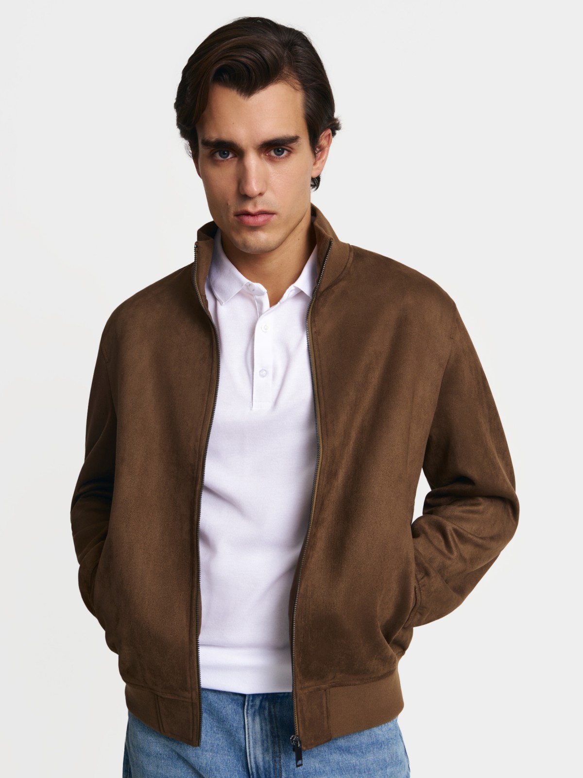 Куртка-бомбер из экозамши