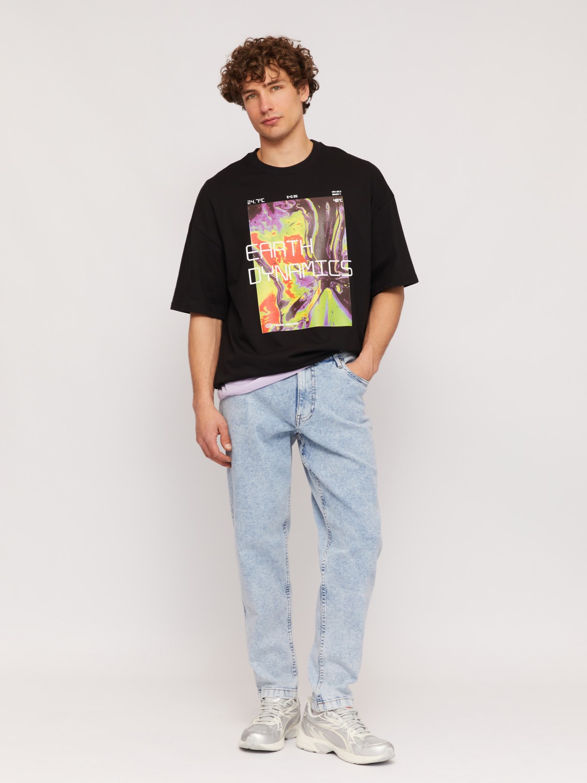 Футболка оверсайз из хлопка с принтом