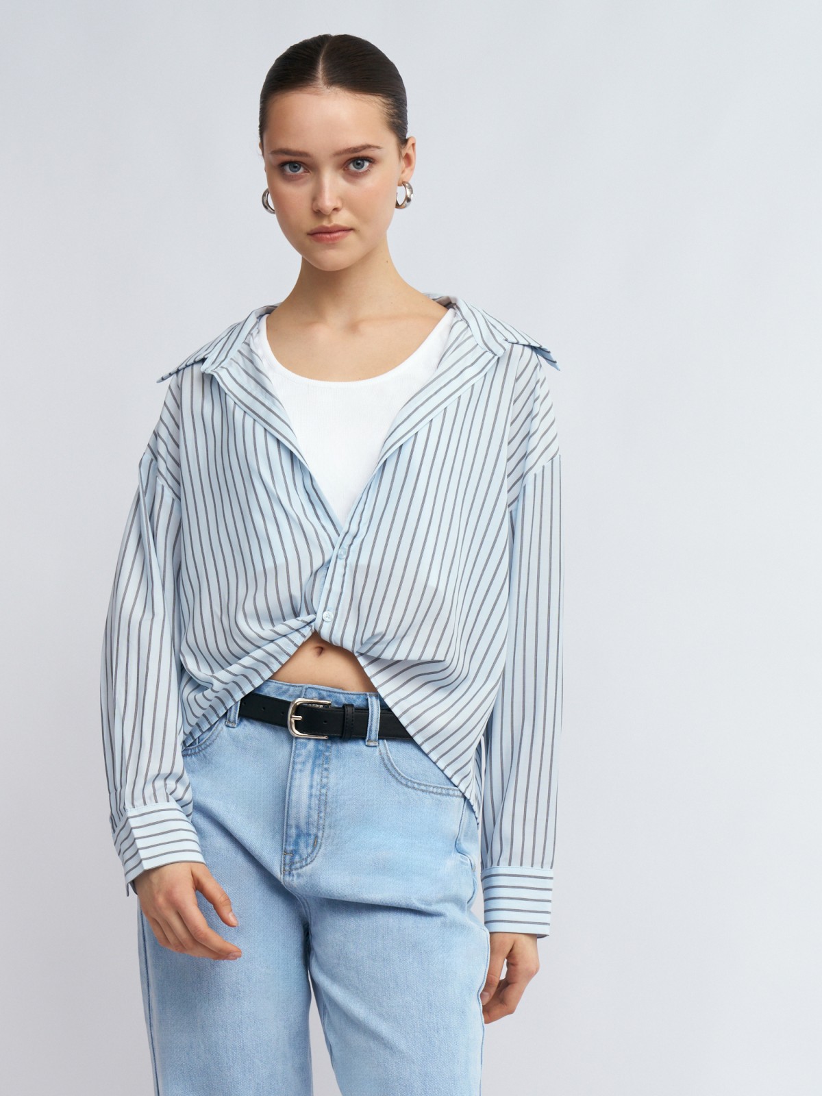 Комбинированная блузка-рубашка с топом