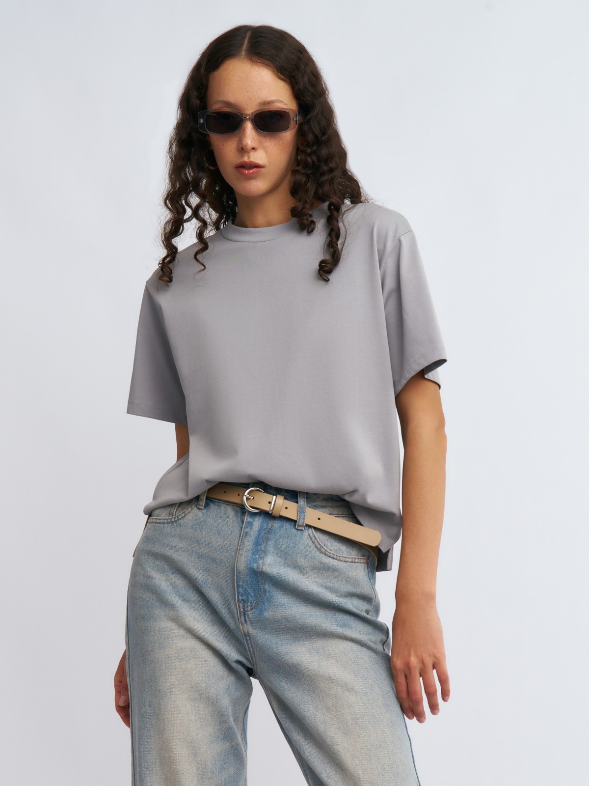 Трикотажная футболка однотонная