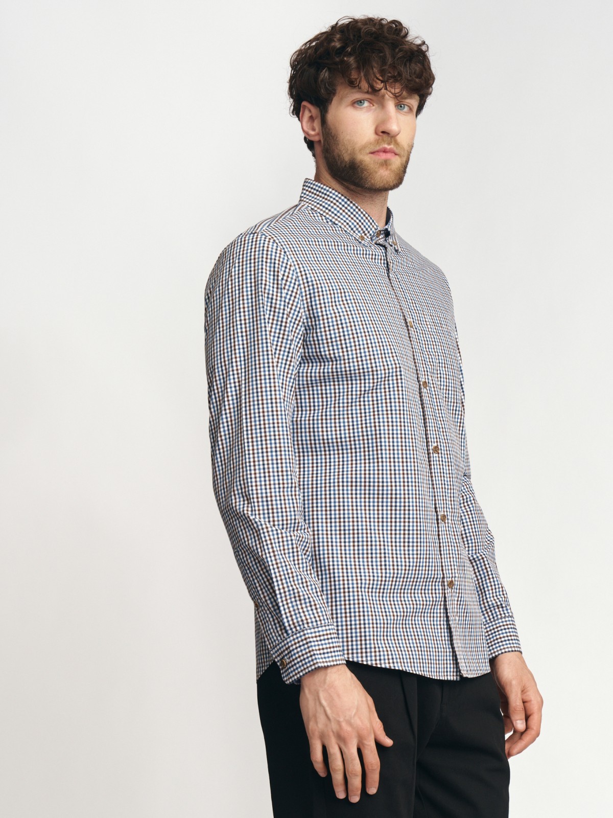 Рубашка в клетку с длинным рукавом