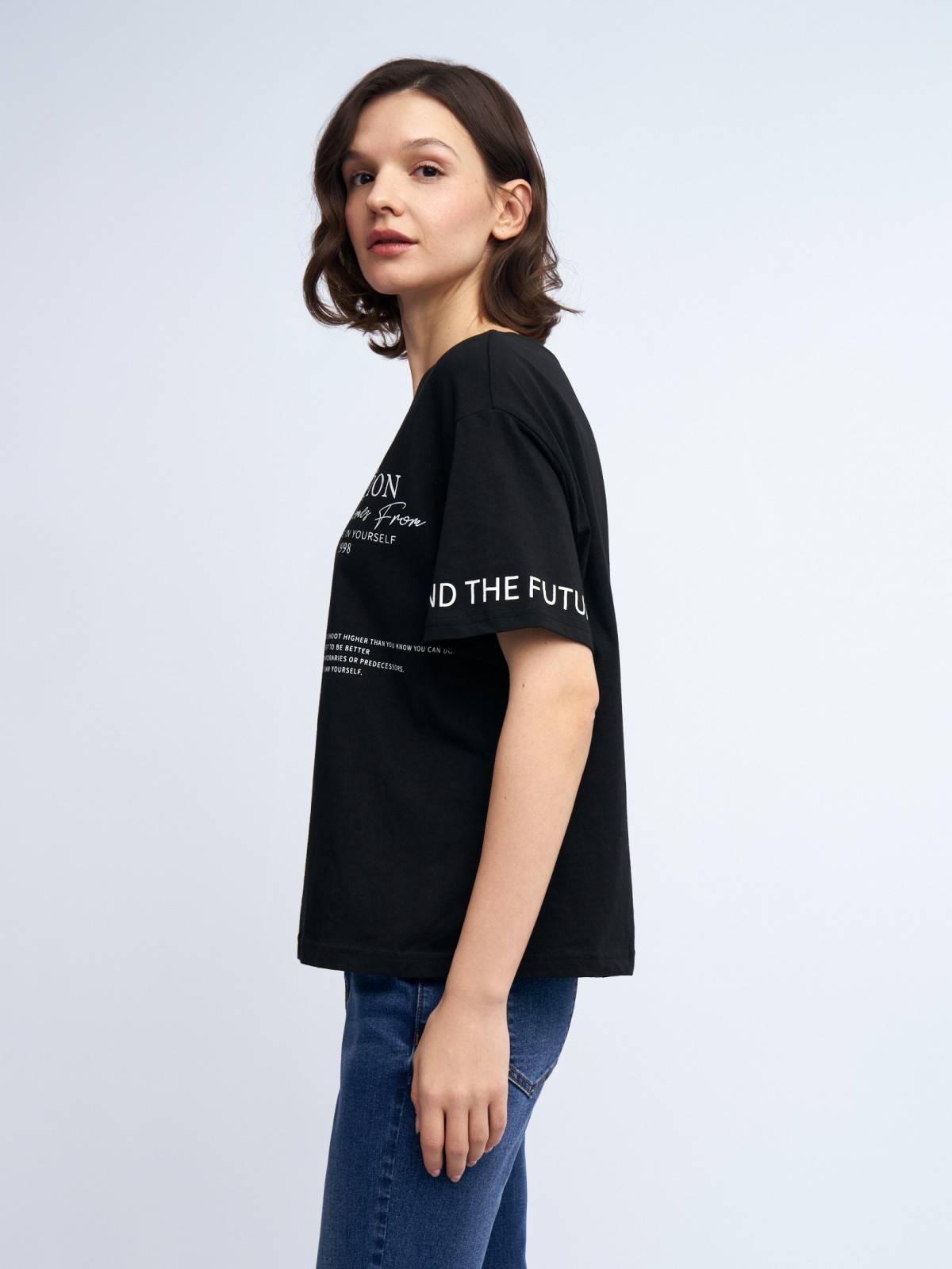 Футболка из хлопка с принтом-надписью