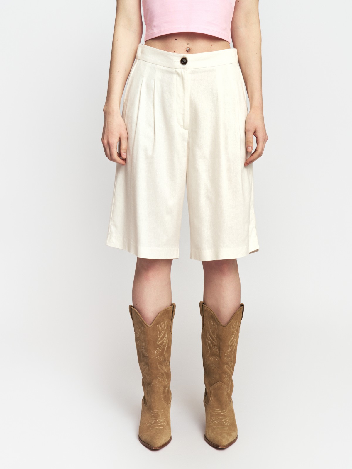 Классические льняные шорты удлинённые