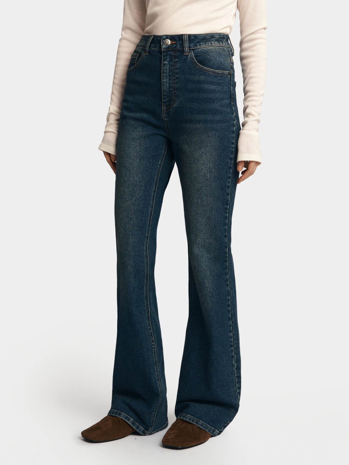 Джинсы силуэта Bootcut с высокой посадкой