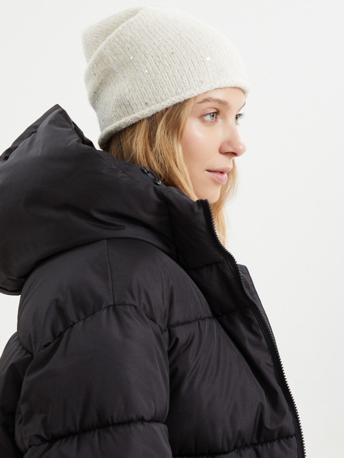 Шапка-бини без отворота с блёстками