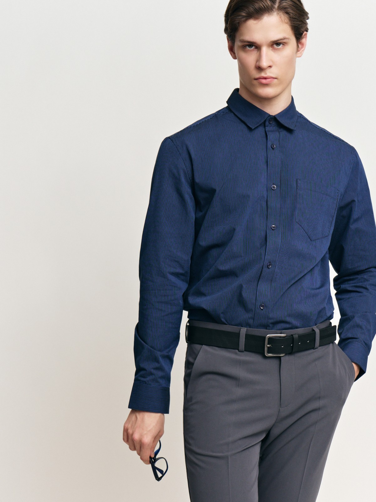 Рубашка в полоску с длинным рукавом