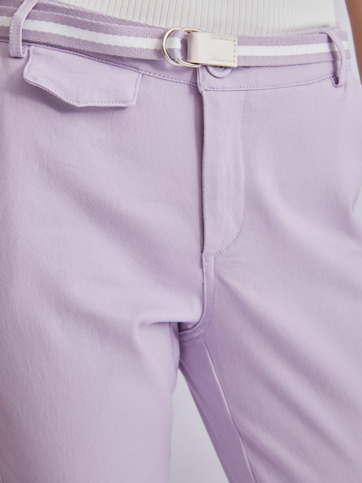 Укороченные брюки-чинос с ремнём zolla 02323747Z012, цвет лиловый, размер XS - фото 4