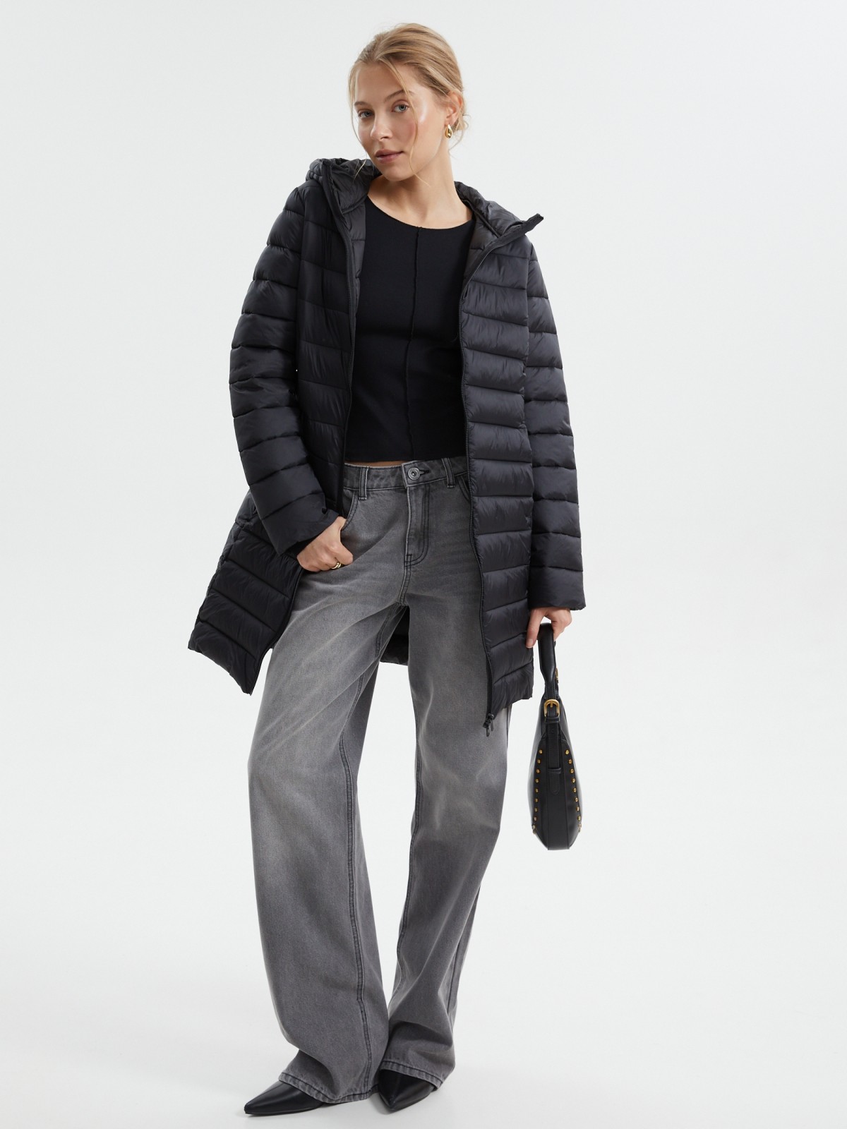 Утеплённая куртка-пальто с капюшоном