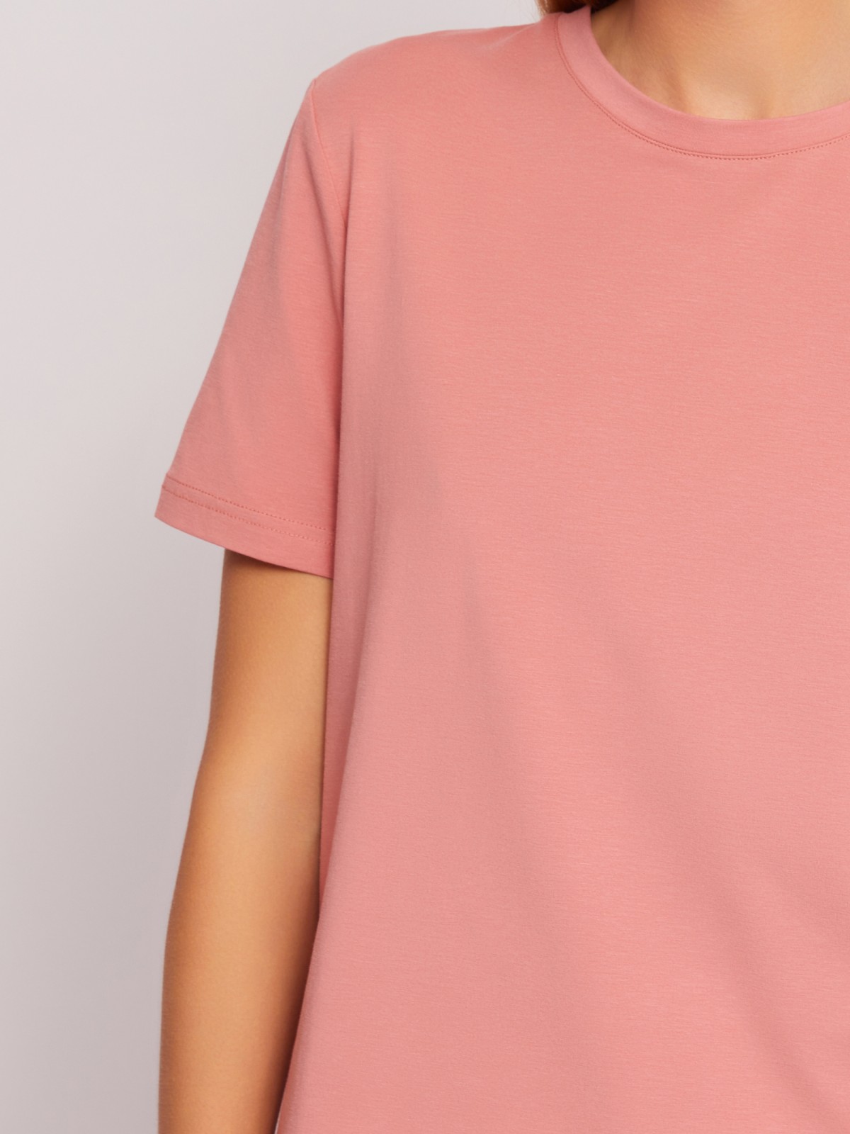 Трикотажная футболка с коротким рукавом zolla 024213259012, цвет кораловый, размер S - фото 4