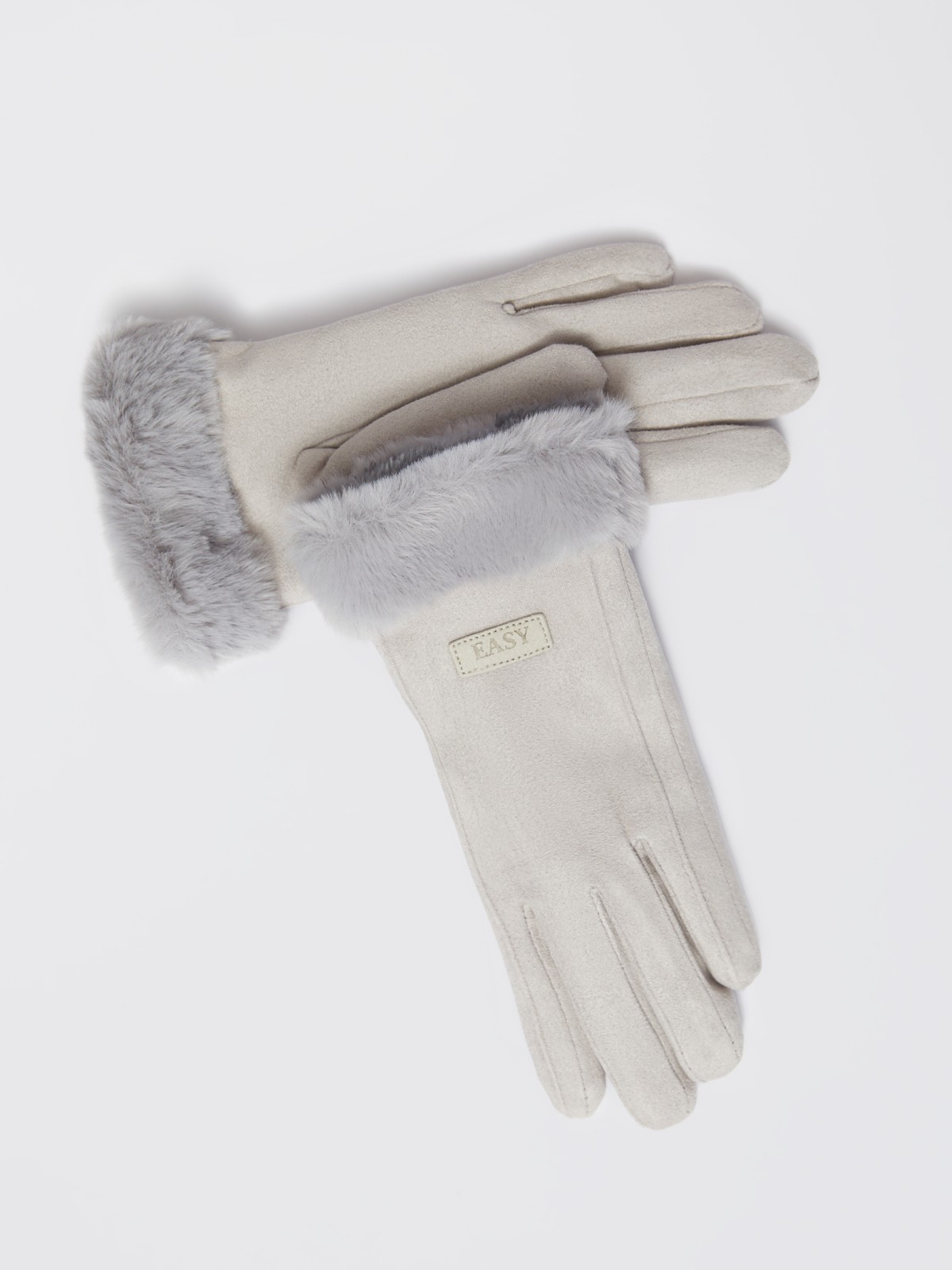 Тёплые перчатки с опушкой и подкладкой из экомеха