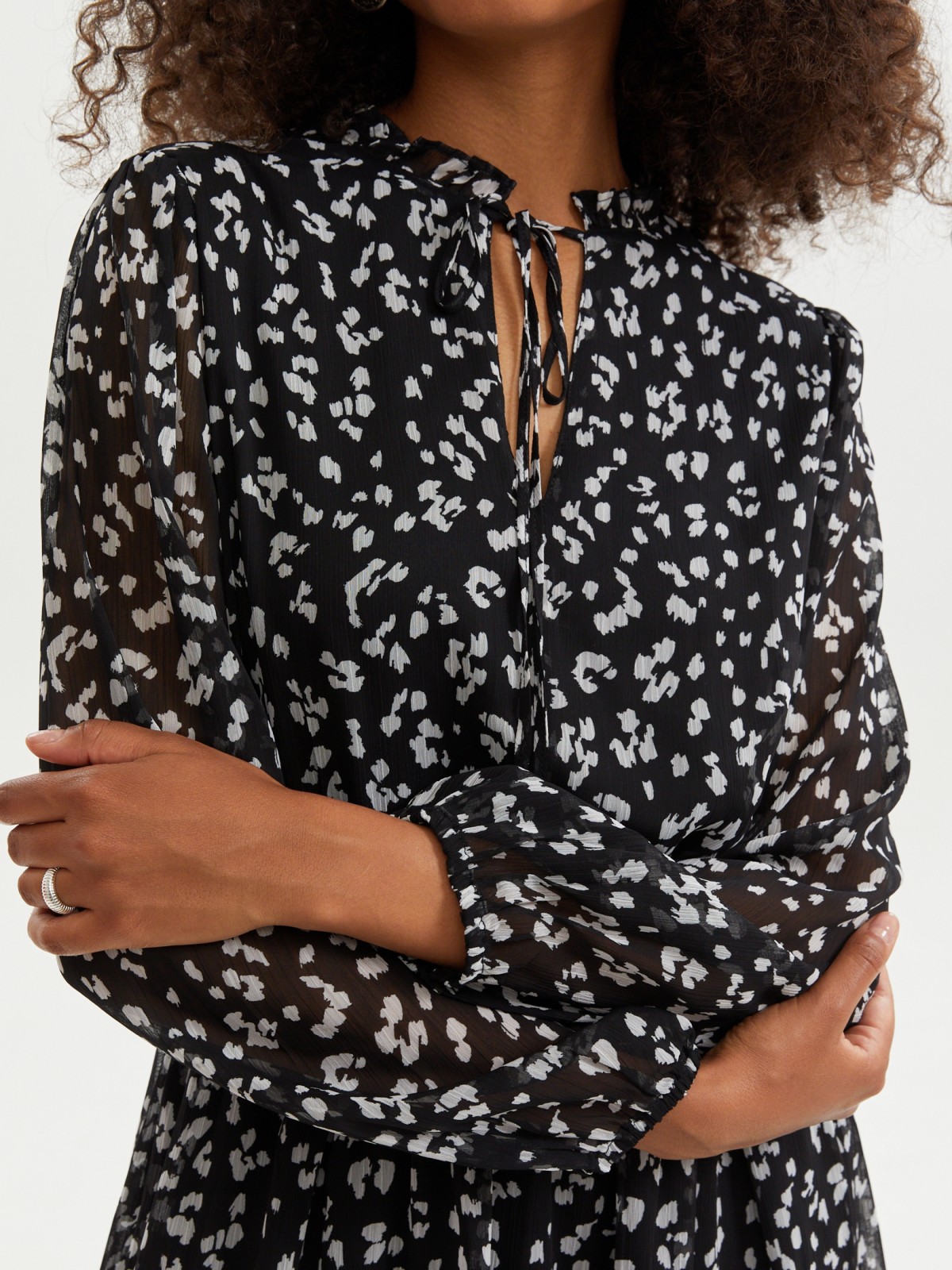 Шифоновое платье на резинке с принтом