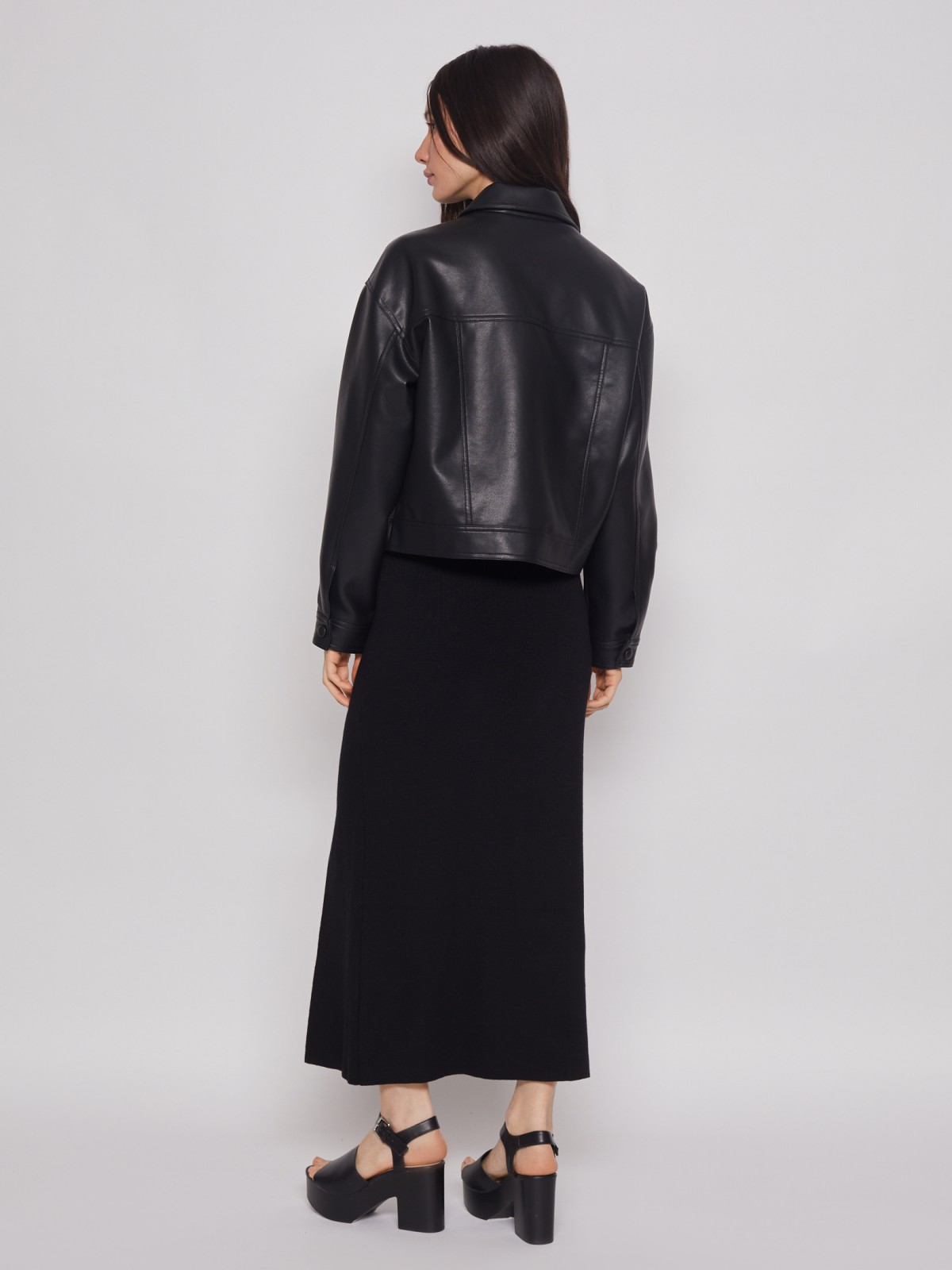 Куртка из искусственной кожи zolla 022215P02034, цвет черный, размер XS - фото 6