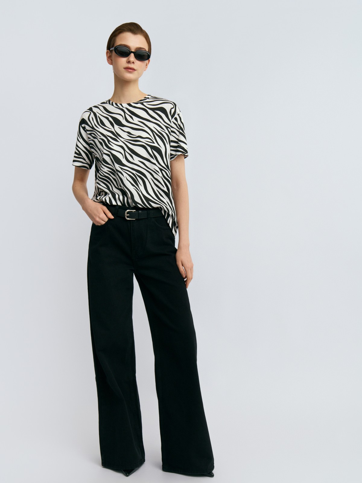 Футболка из хлопка с принтом в полоску