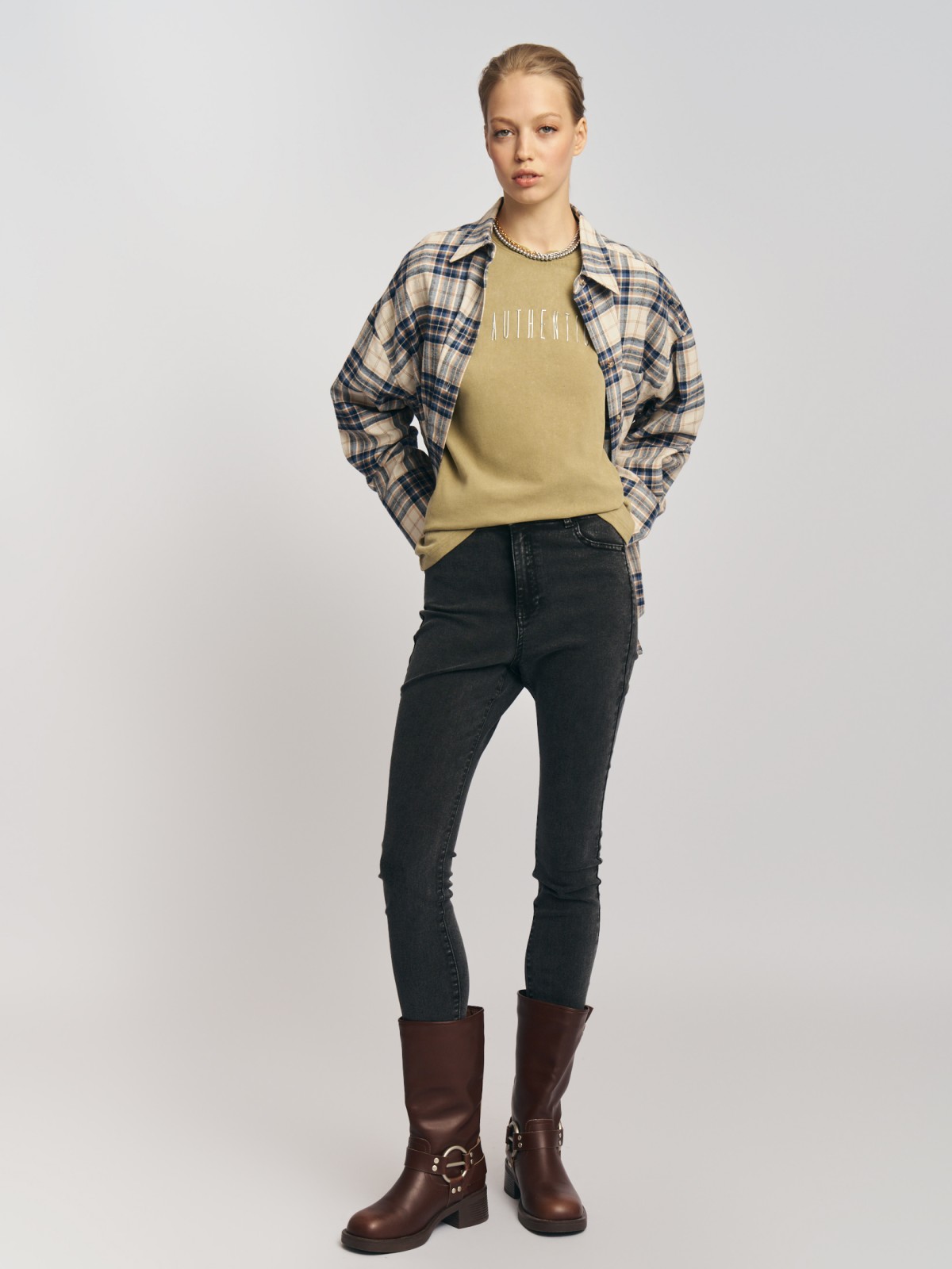 Джинсы силуэта Skinny с высокой посадкой