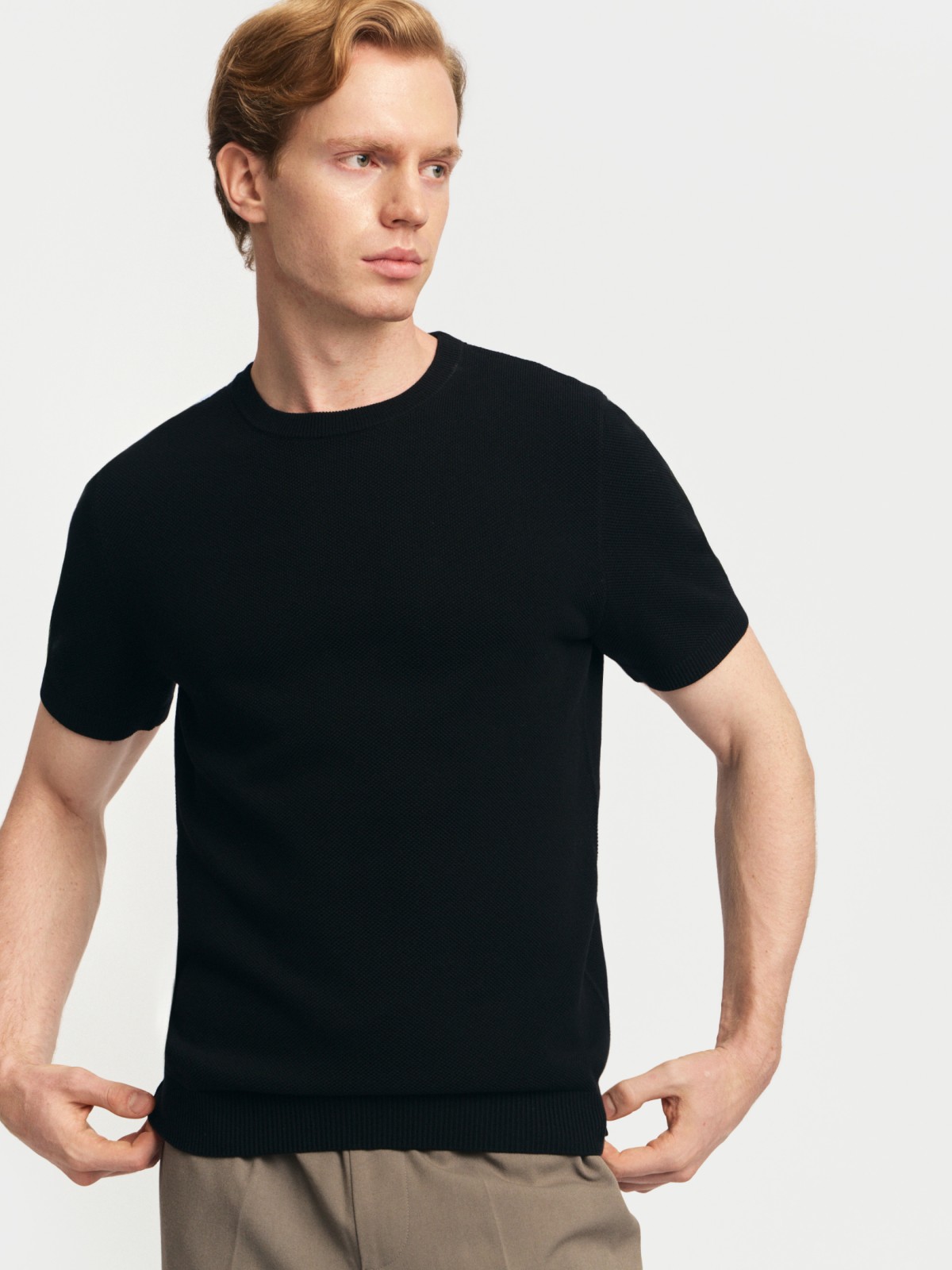 Джемпер из хлопка с коротким рукавом