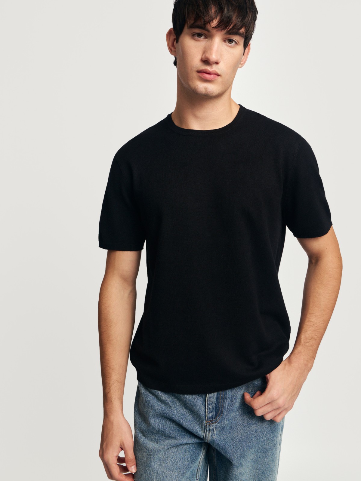 Трикотажный джемпер с коротким рукавом